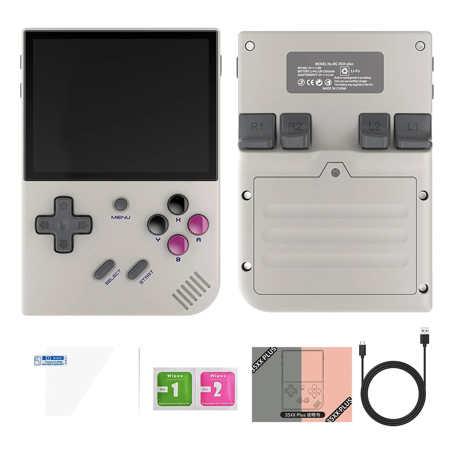 RG35XX PLUS Retro Handheld Game Console 3.5-Inch IPS Screen 3300mAH Rechargeable