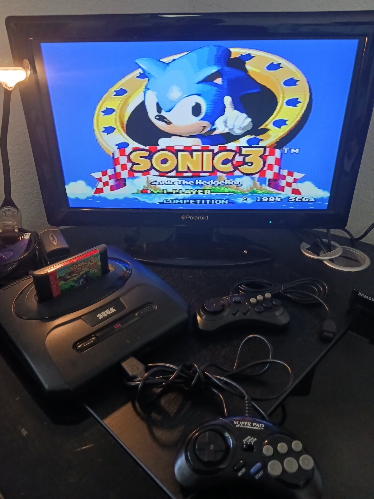 SEGA Genesis Console Model 2 MK-1631 Bundle + Authentic Sonic 3 + 2 Controller