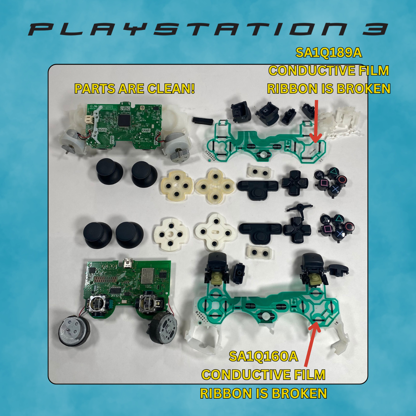 SONY PS3 CECH-2001A FOR PARTS Cleaned and Diagnosed + 2 FOR PARTS Controllers