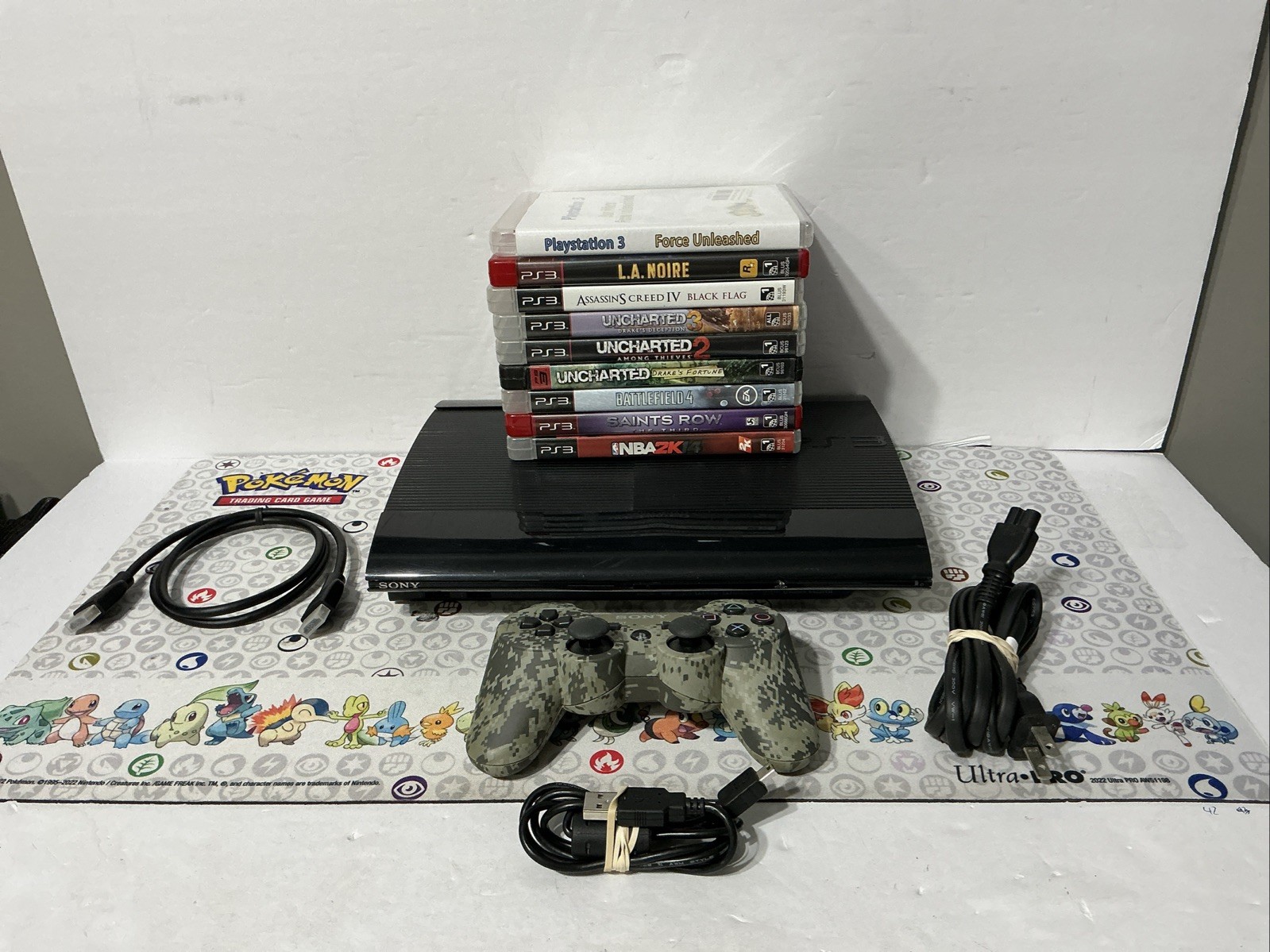 Sony PS3 Super Slim 250GB Console W/Controller Black – 9 Games – Cech-4201B!