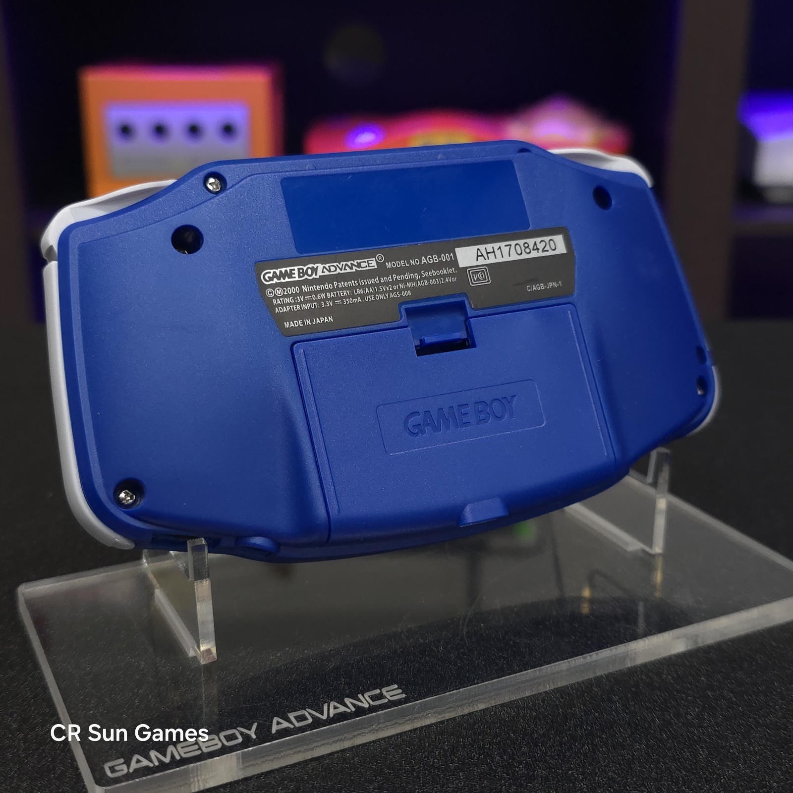 Blue Game Boy Advance GBA iPS V5 LCD USB-C 1800 mAh Rechargeable Battery