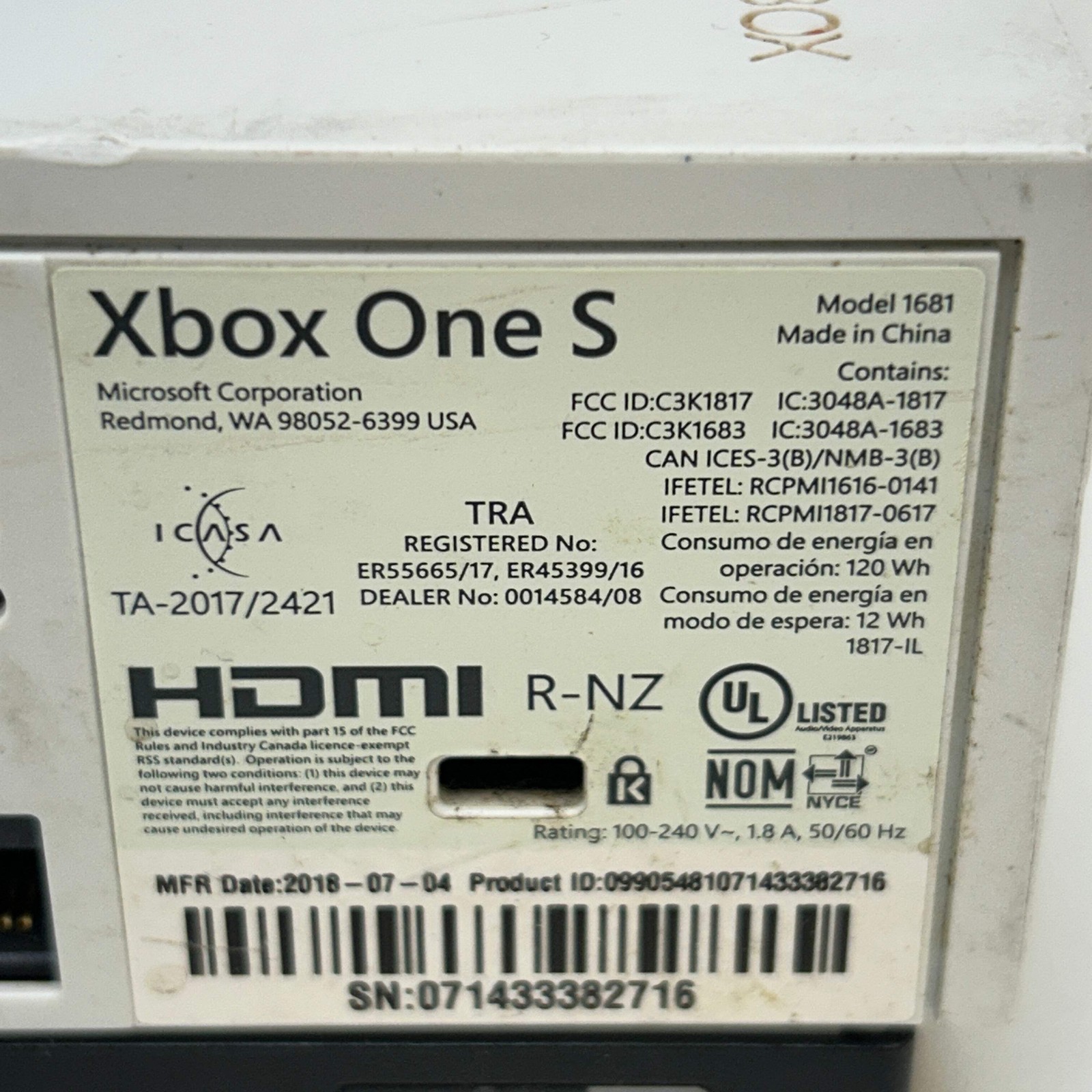 Microsoft Xbox One S 1TB Console Gaming System White 1681