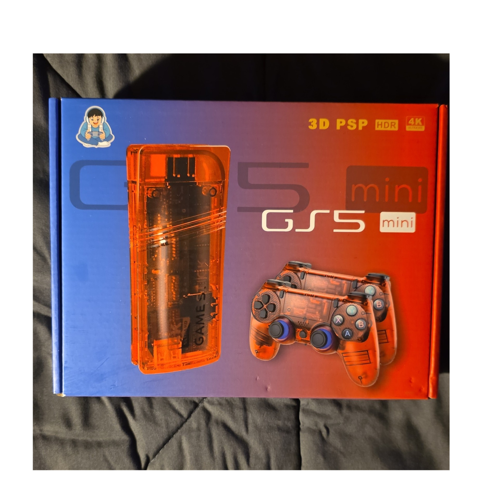GS5 Mini Microconsole 4K UHD HDMI 128GB 2.4G Wireless Controllers Orange/Blue