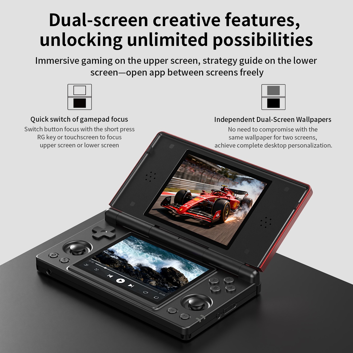 ANBERNIC RG DS Dual-Screen Retro Handheld Game Console Android14 4″IPS Flip Gift