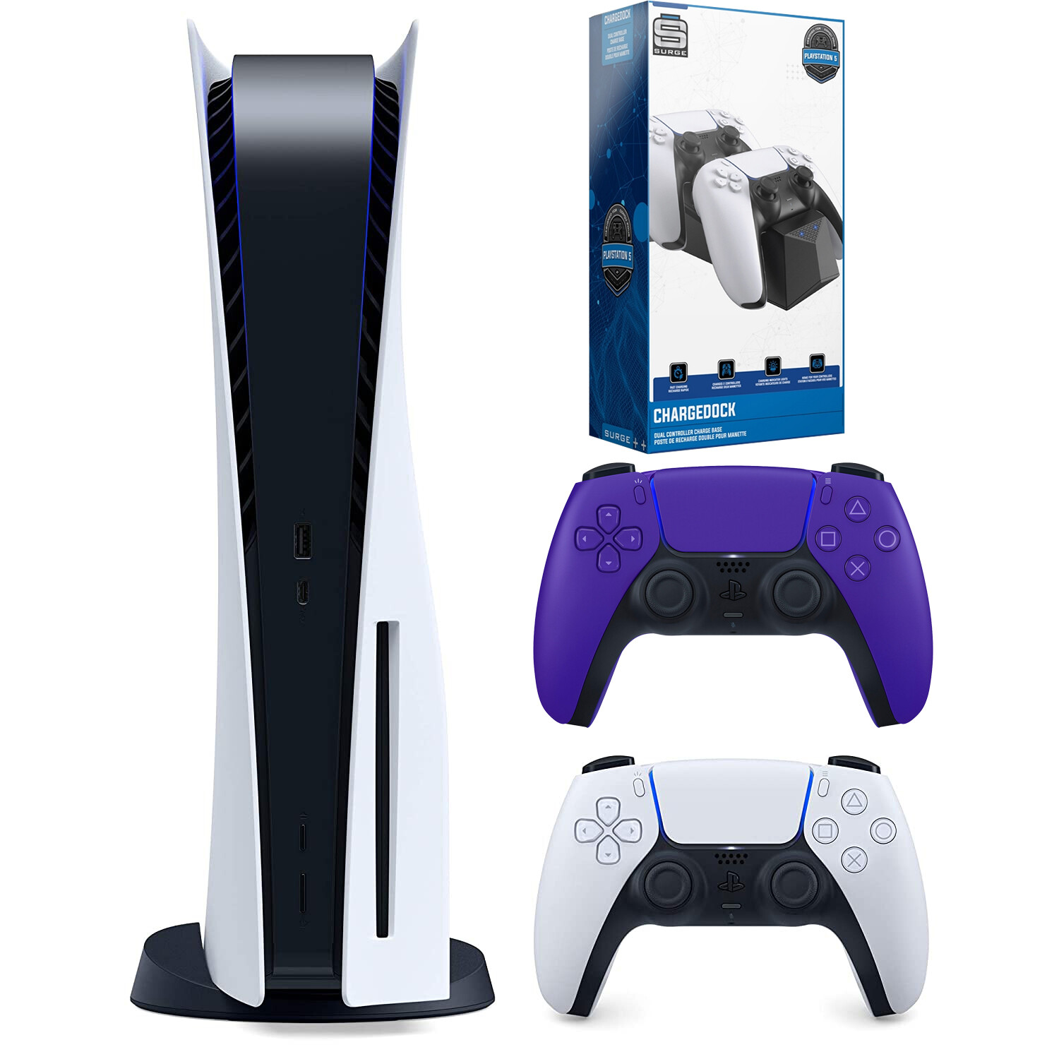 Sony Playstation 5 Disc PS5 w/Extra Controller,Charging Station Galactic Purple
