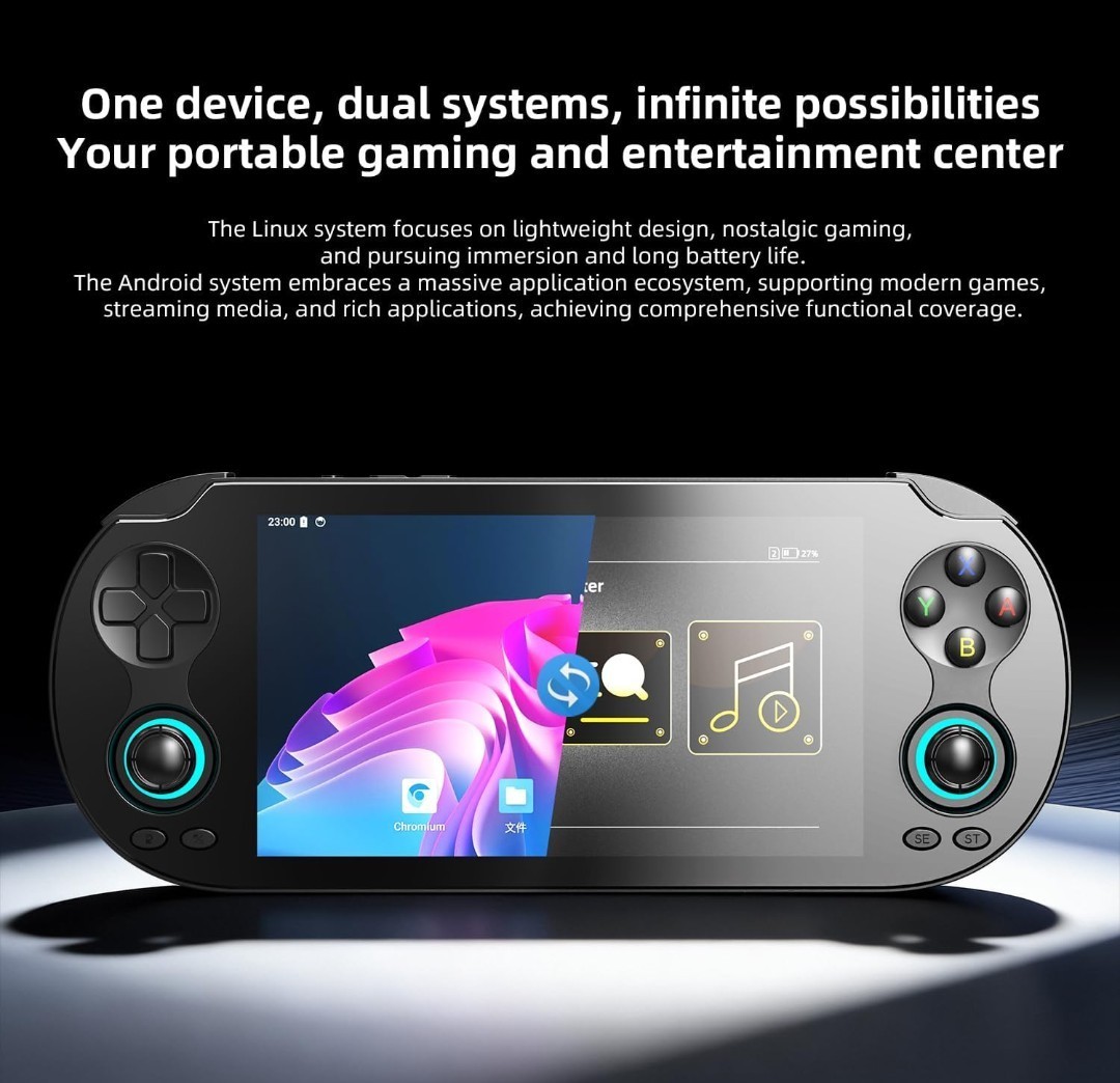 RG VITA Pro Dual System Handheld Console Black Wi-Fi Bluetooth 64GB 1080p
