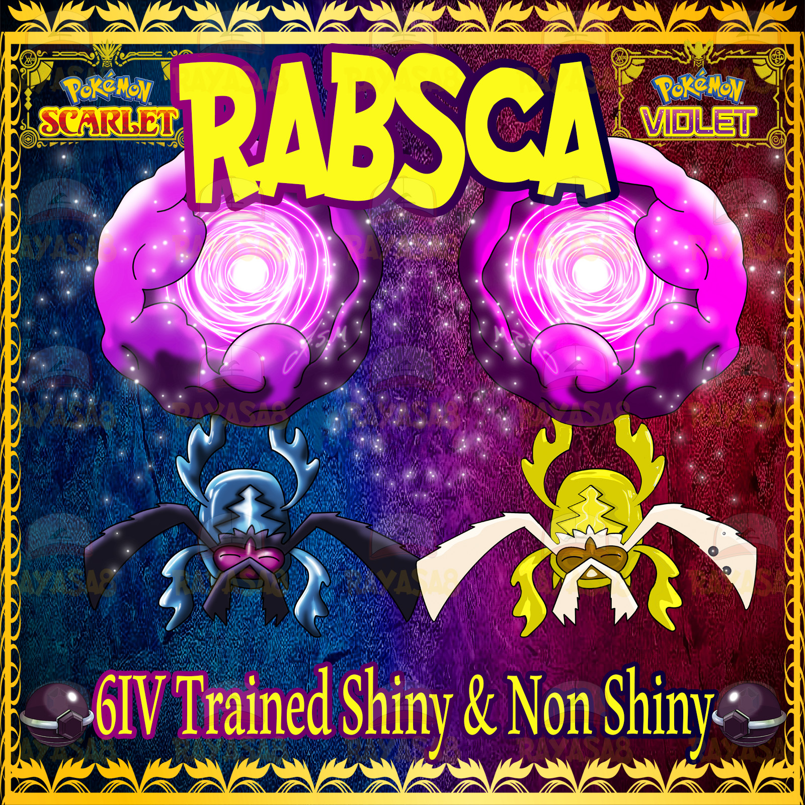 🌟Rabsca Shiny – Non Shiny Best Stats Pokemon Scarlet and Violet Home🌟