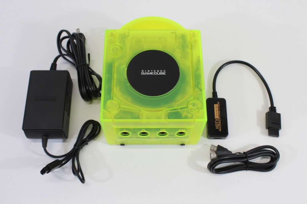 Nintendo Gamecube Console Clear Transparent Yellow & AC HDMI NTSC-U/C DOL-001 GC