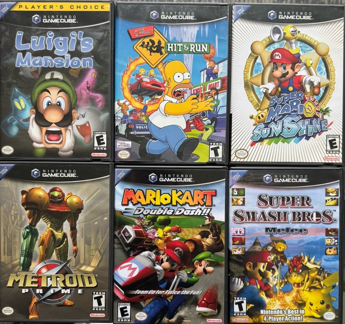 Nintendo GameCube DOL-001 Bundle w/ HDMI Adapter, 2 Controllers, 6 BEST GC GAMES