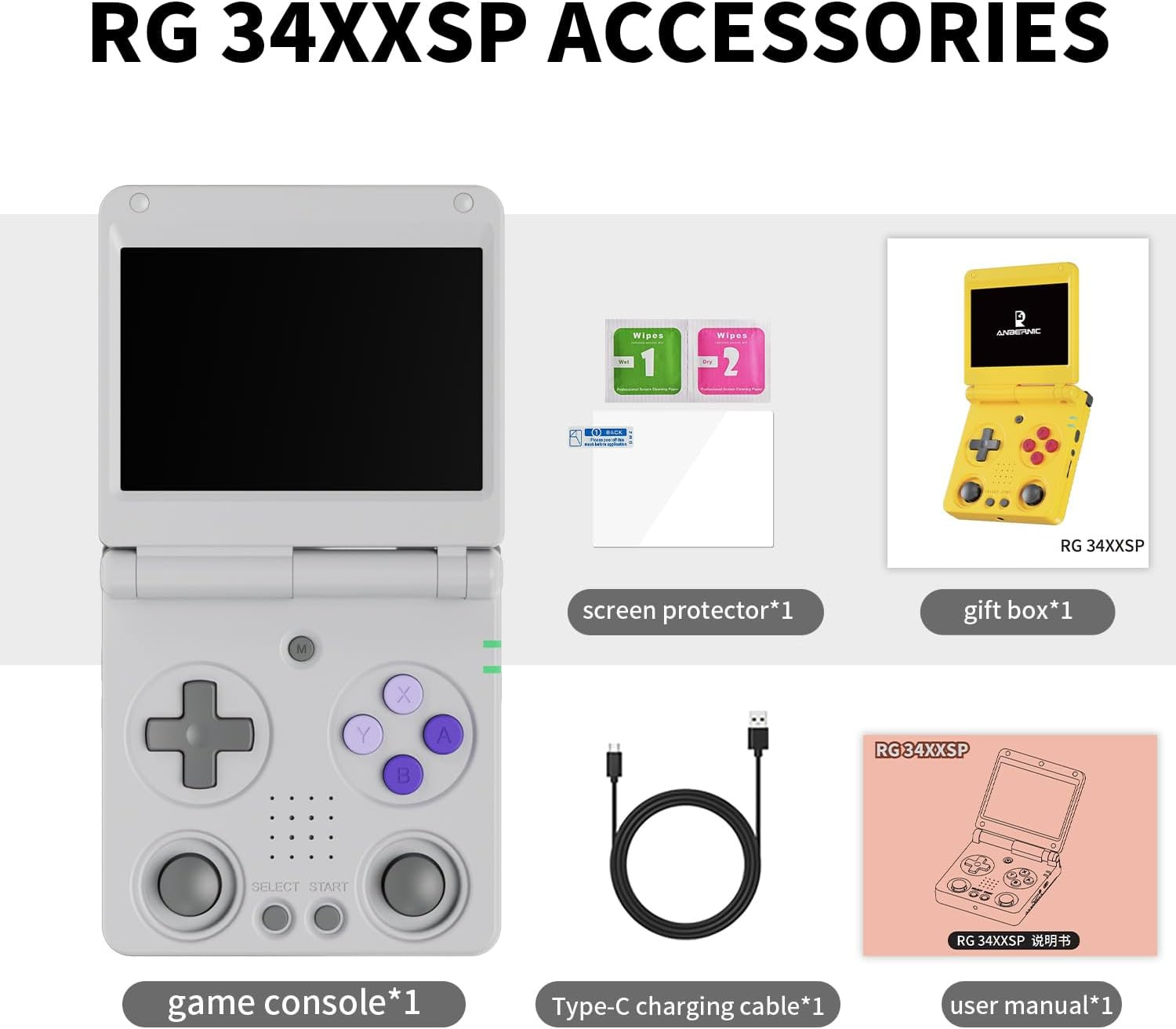 Anbernic RG34XXSP Retro Handheld Game Console Linux 3.4 Inch IPS Screen 720*480