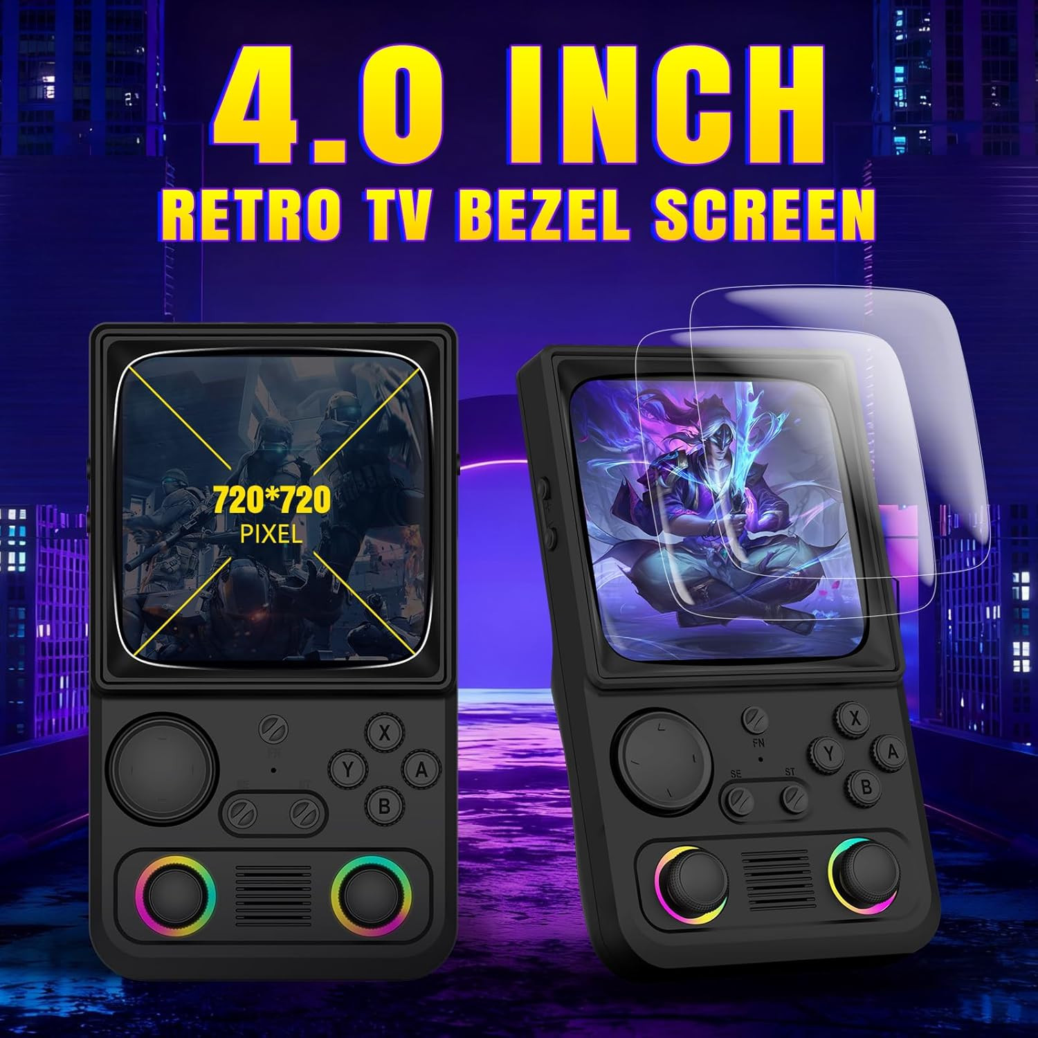 R36TMAX Upgraded Retro Handheld Game Console with 4000Mah Battery, 4.0» IPS Scr