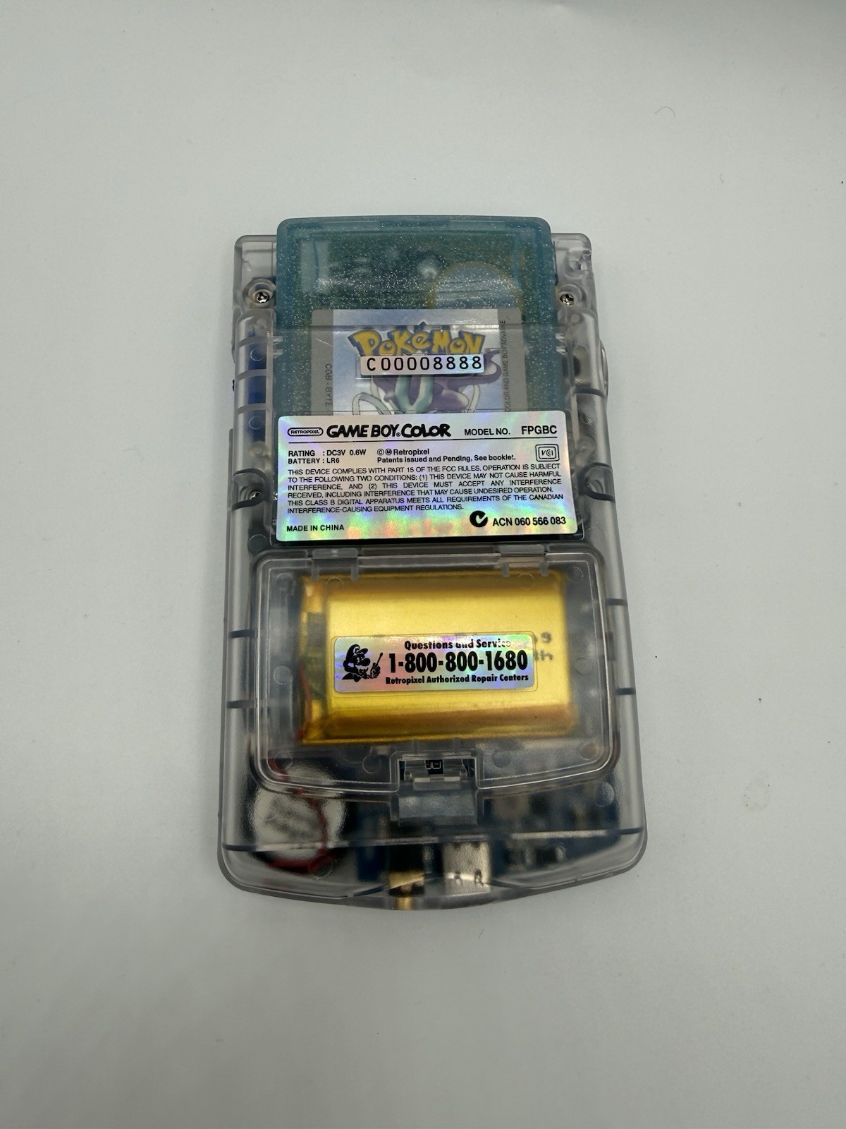 Clear Blue USB C Rechargeable Nintendo Gameboy Color Gameboy Mod IPS Screen