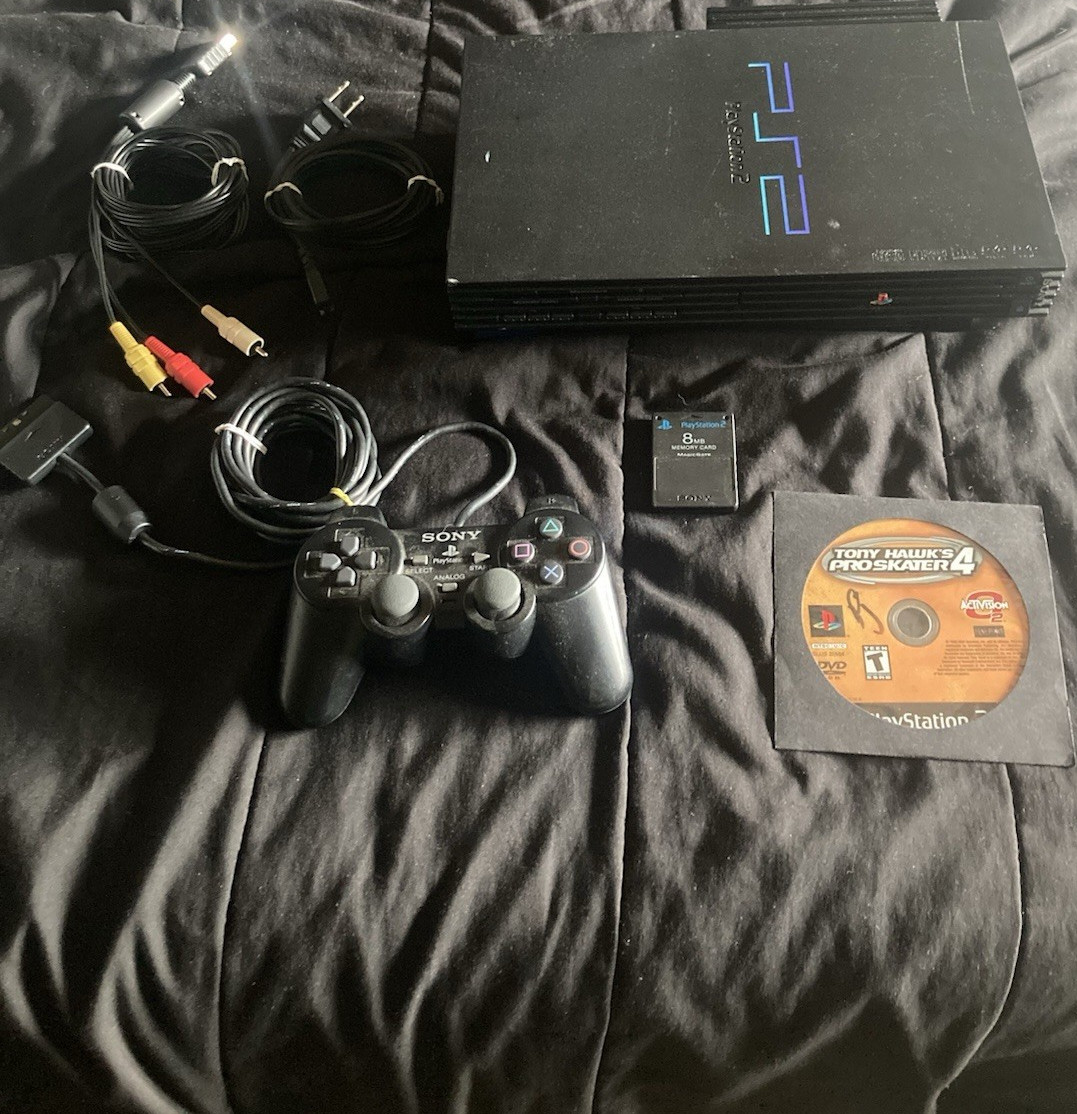 Sony PlayStation 2 – (TESTED) With Cords & Tony Hawk Proskater 4
