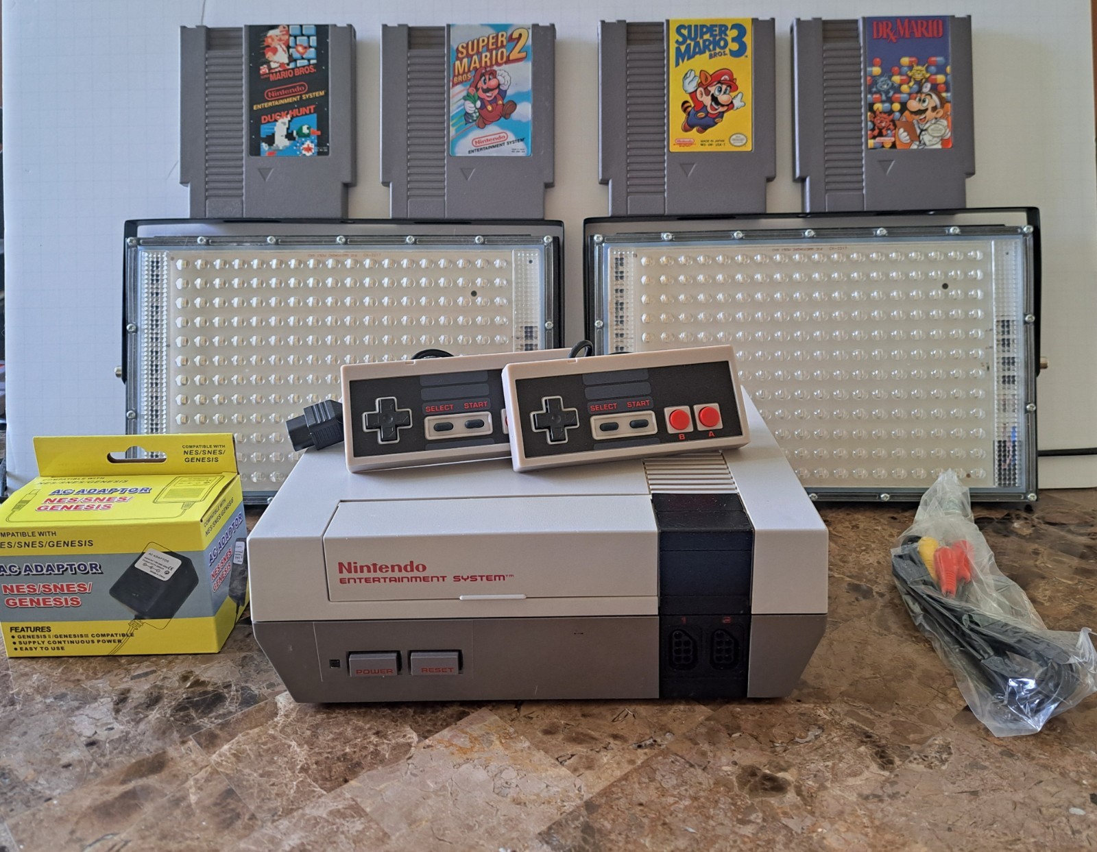 Nintendo NES Console Bundle + Mario Bros 1 2 3 & Dr. Mario – Guaranteed Working