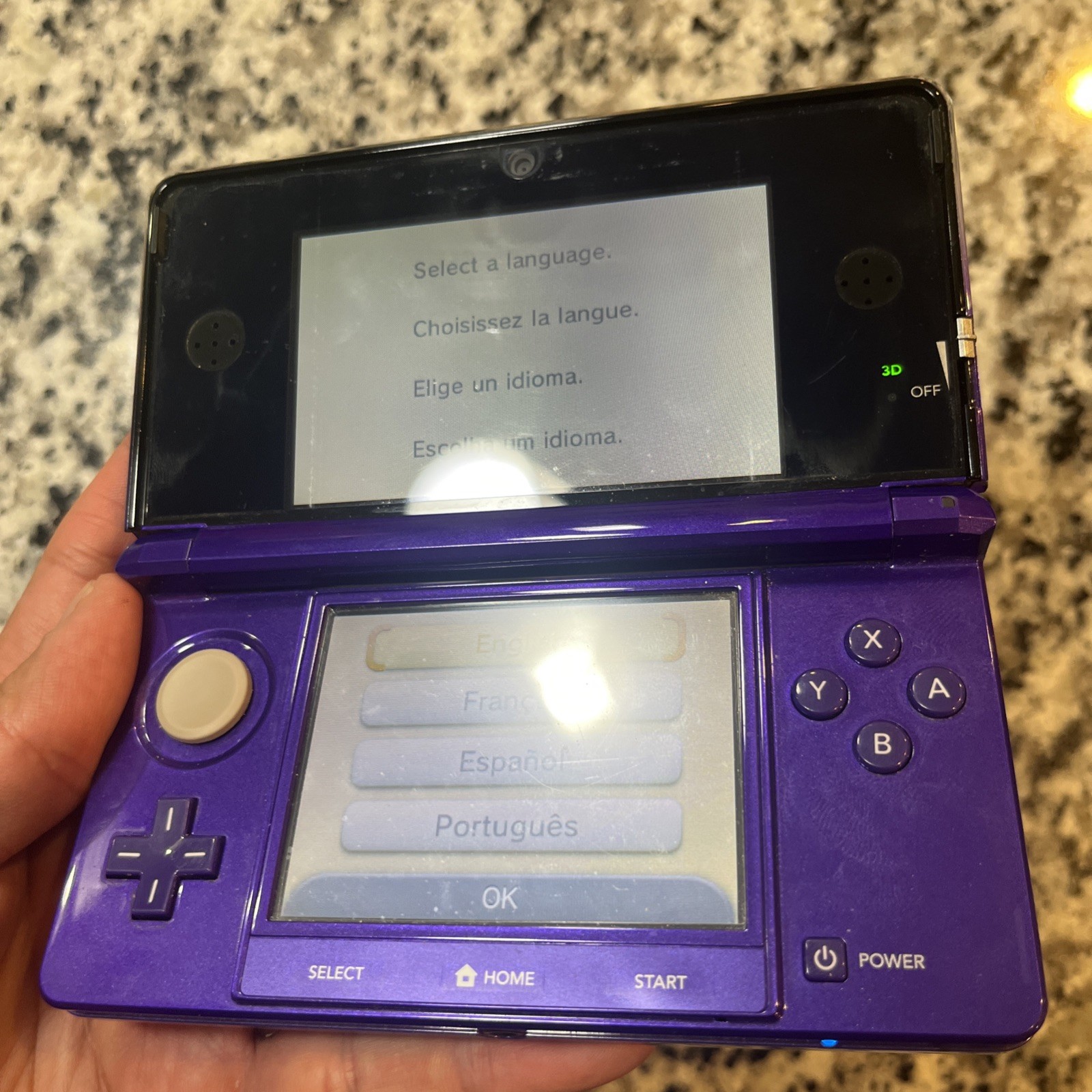Nintendo 3DS Midnight Purple Portable Gaming Console W/ Sonic Game