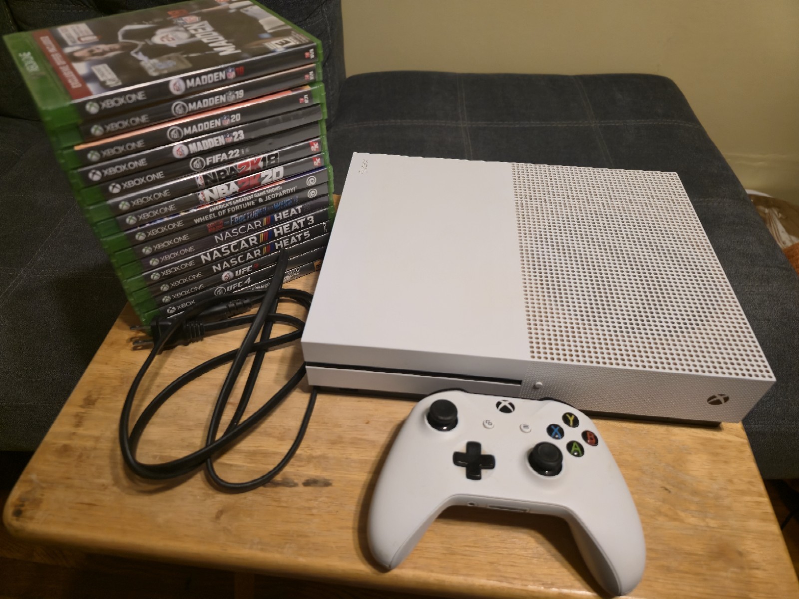 Microsoft Xbox One S 500GB -1681 White Bundle -1 Controller – Cord + 15 Games