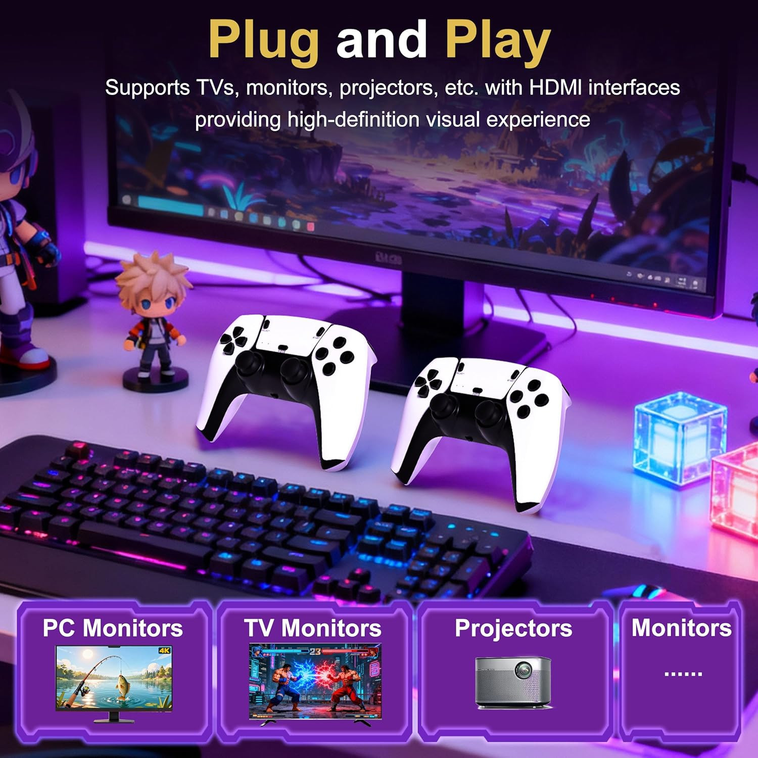 2026 Retro Gaming Console with 20K+ Games, 4K HDMI, Dual Controllers, 64GB