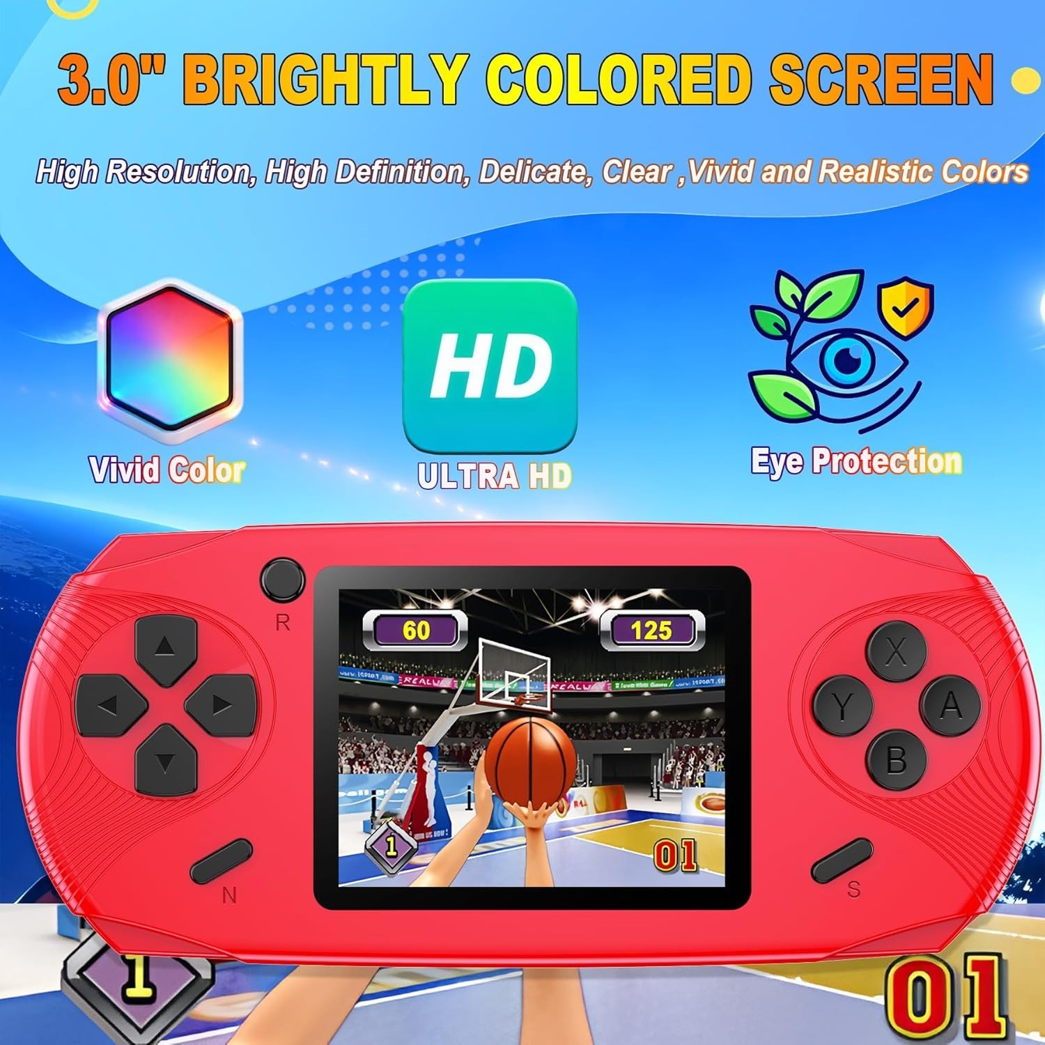 Ergonomic Handheld Video Game Player with 220 Educational Games for Kids
