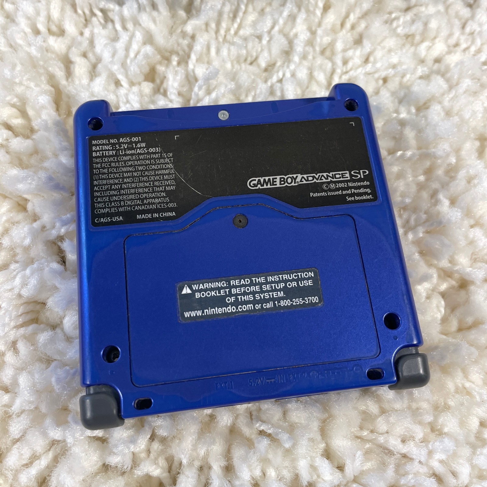 Nintendo Gameboy Advance GBA SP Cobalt Blue Handheld Console System AGS-001