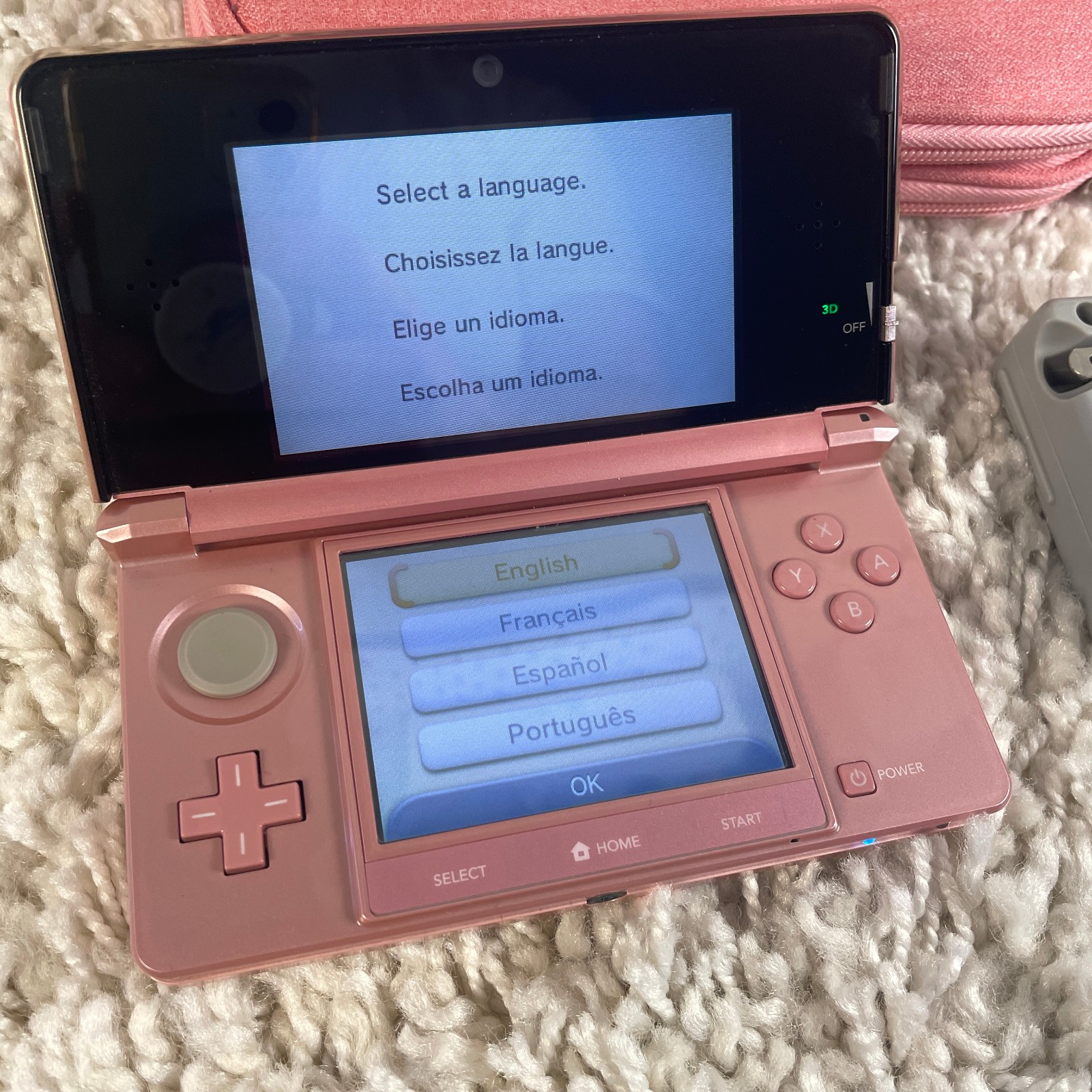 Nintendo 3DS Pearl Pink Handheld Handheld Console System CTR-001 Tested
