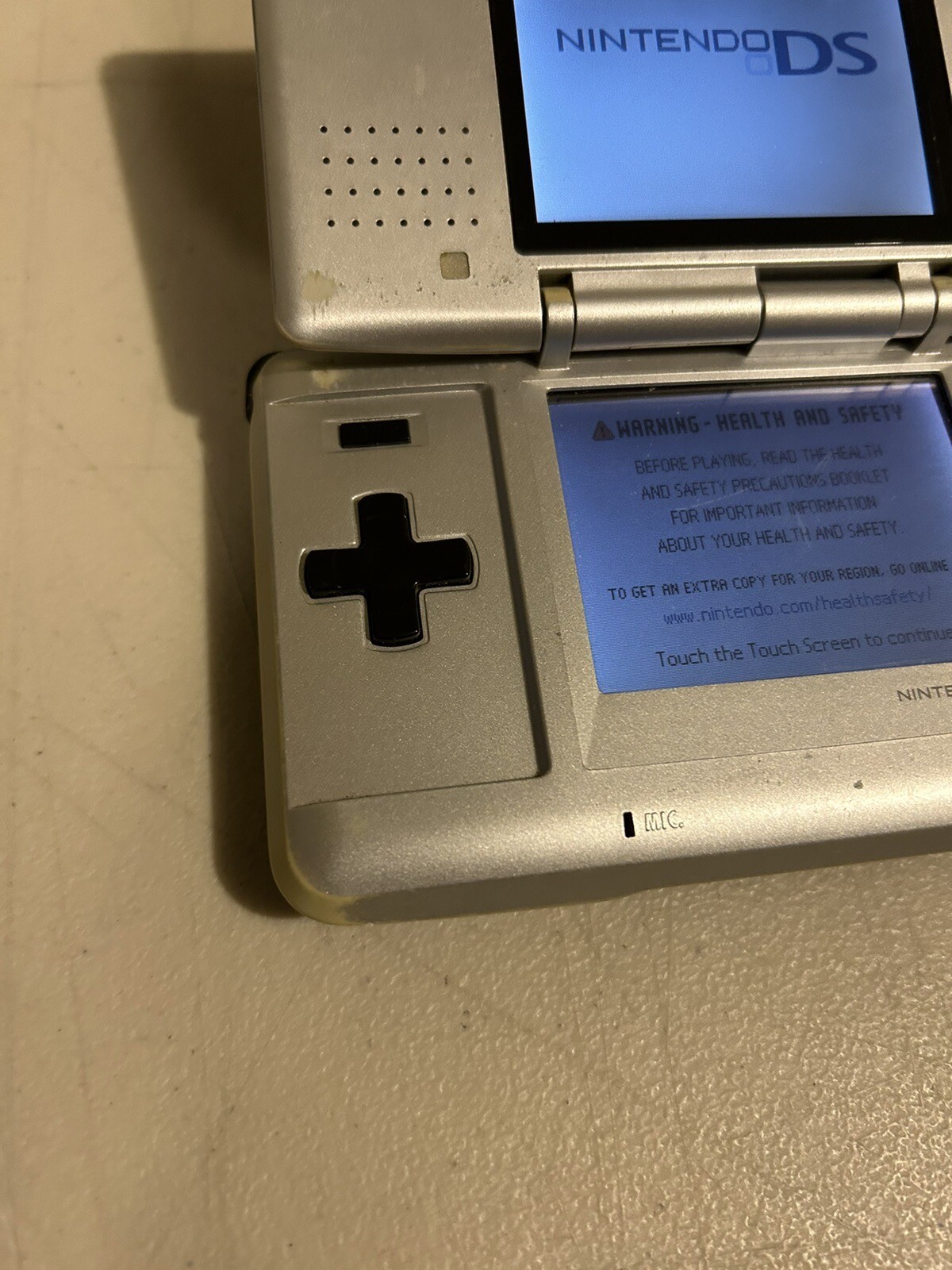 Nintendo DS Silver Titanium Game Console No Stylus No Charger Tested Working