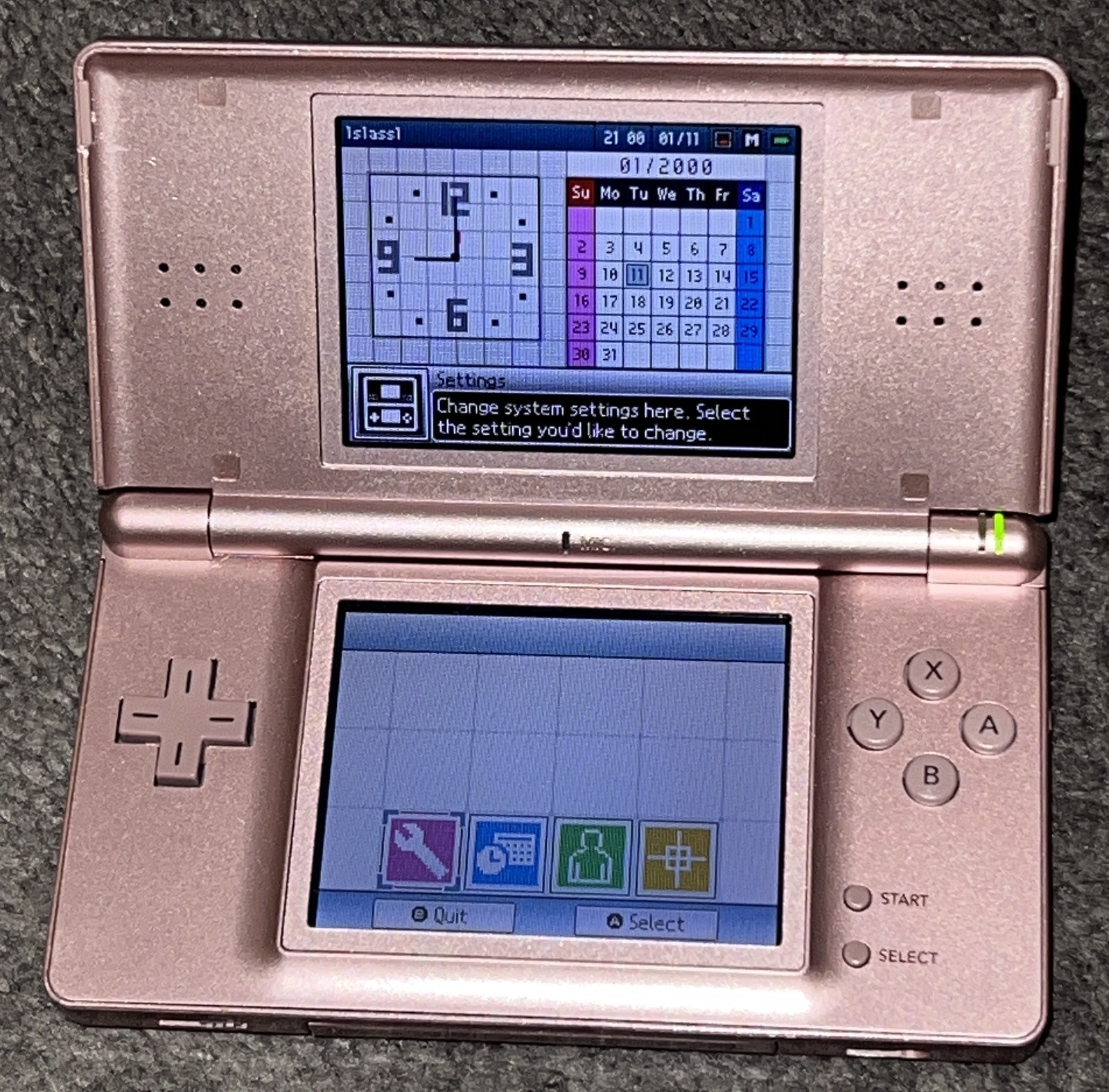 Nintendo DS Lite USG-001 Handheld Console Metallic Rose w/ Stylus
