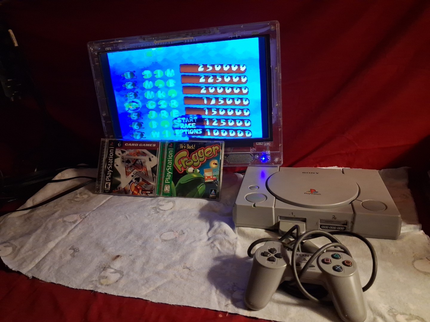 TESTED WORKING Sony PlayStation 1 Gray Console With 6 Games TV Not Included
