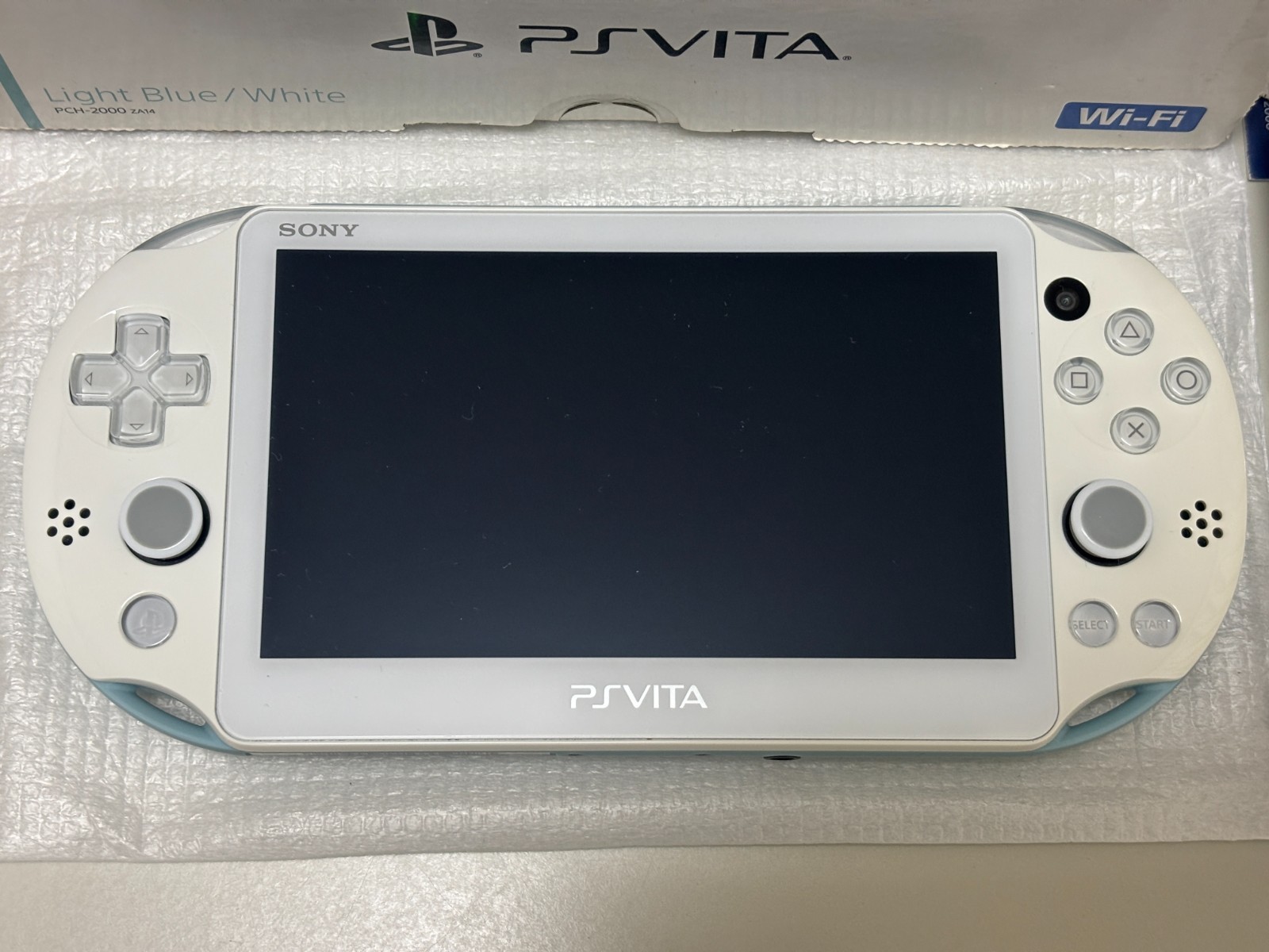 PS Vita SONY PlayStation Light Blue White PCH-2000 Console W/Charger Box