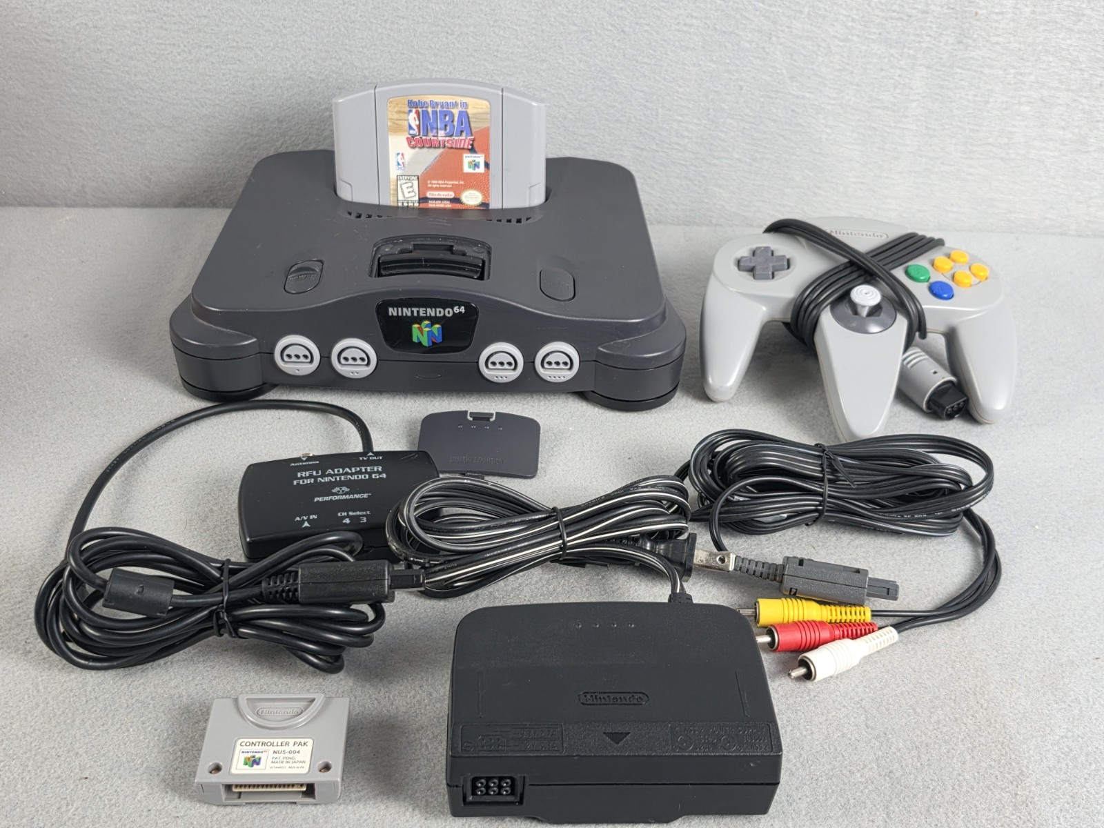 Nintendo 64 N64 Console OEM Controller NBA Courtside RF Adapter Tested Bundle