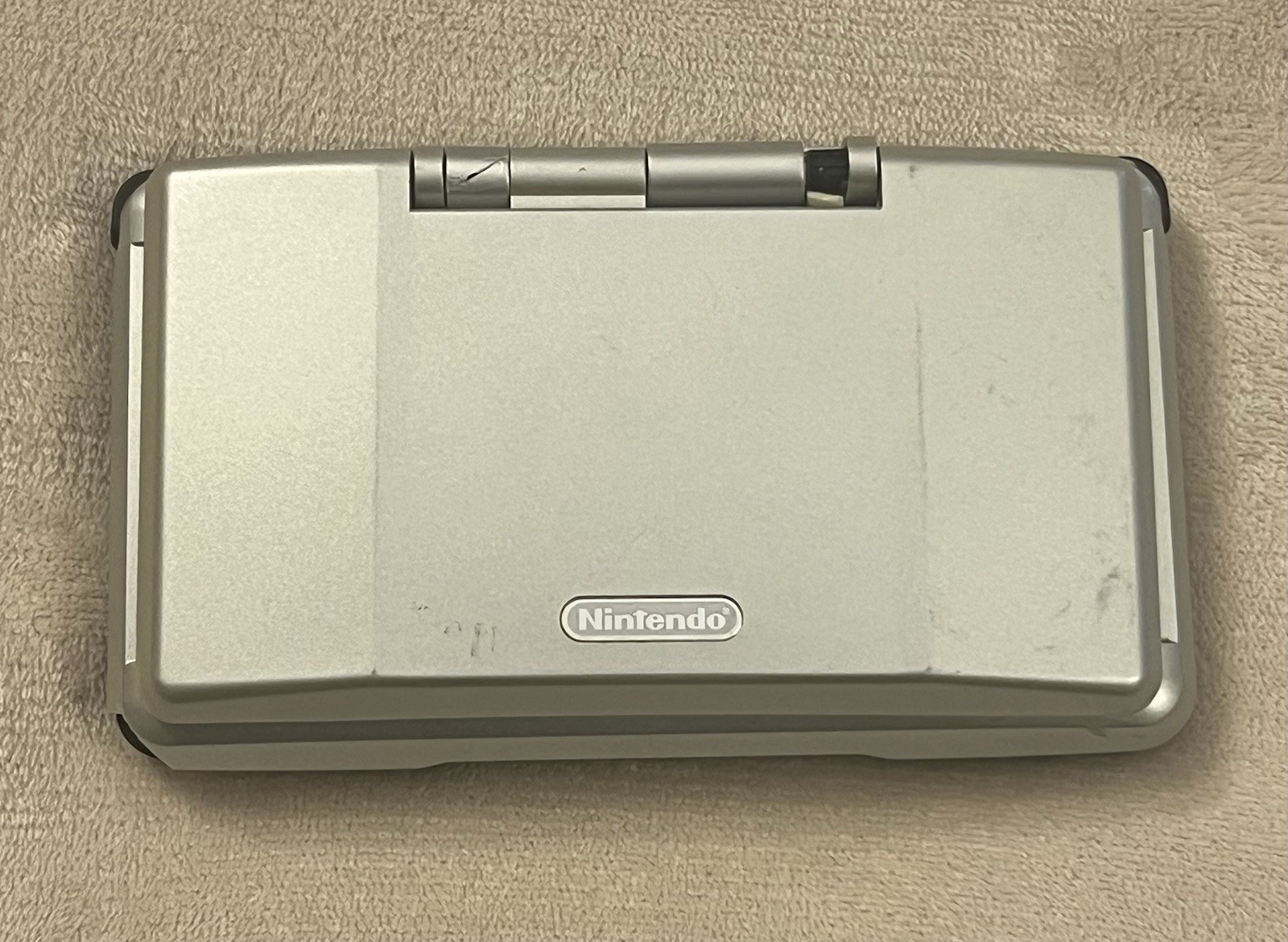 Nintendo DS NTR-001 Console Titanium Silver Tested Works Broken Hinge