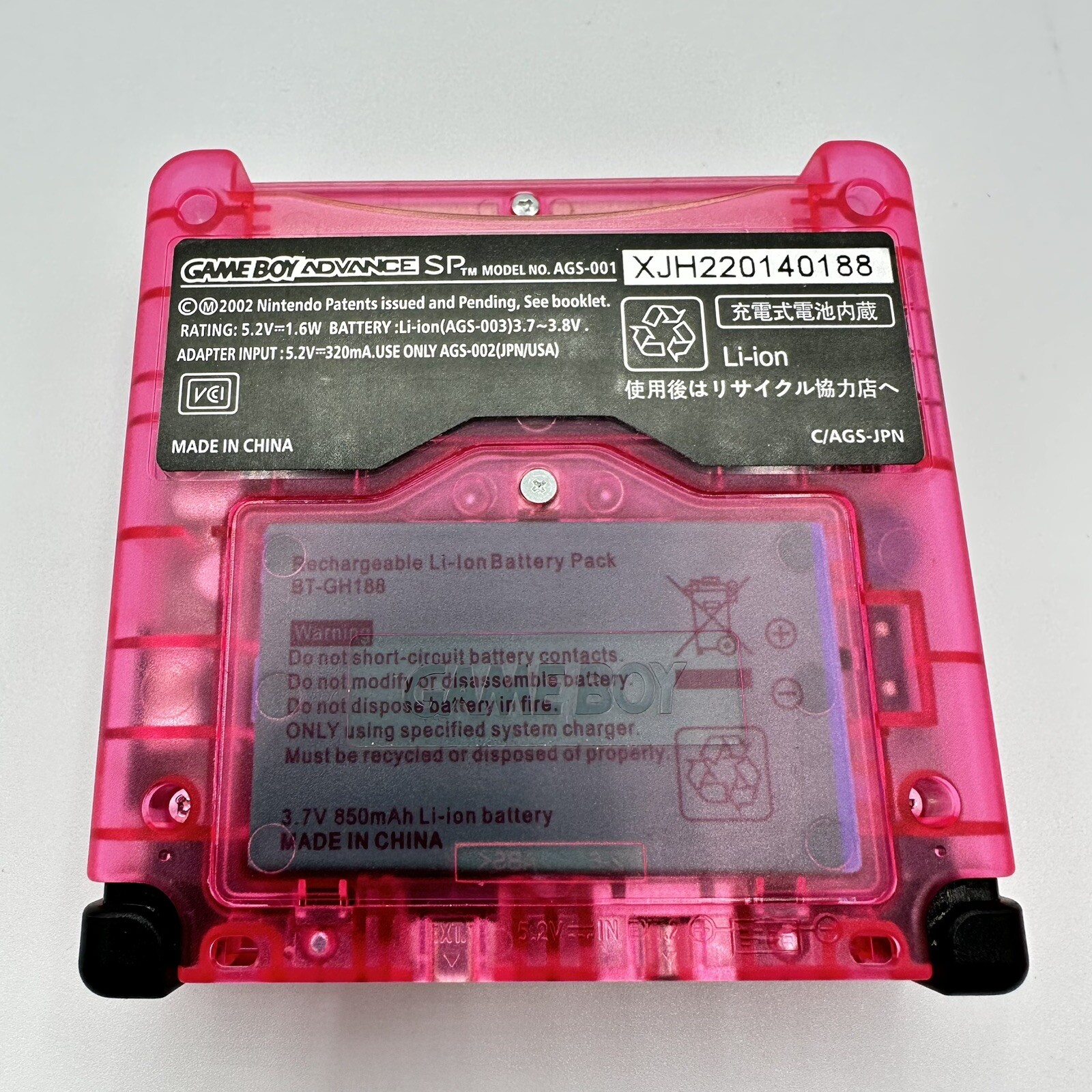 Gameboy Advance SP AGS-001 or IPS Neon Pink Glow *Glass Lens & New Battery*