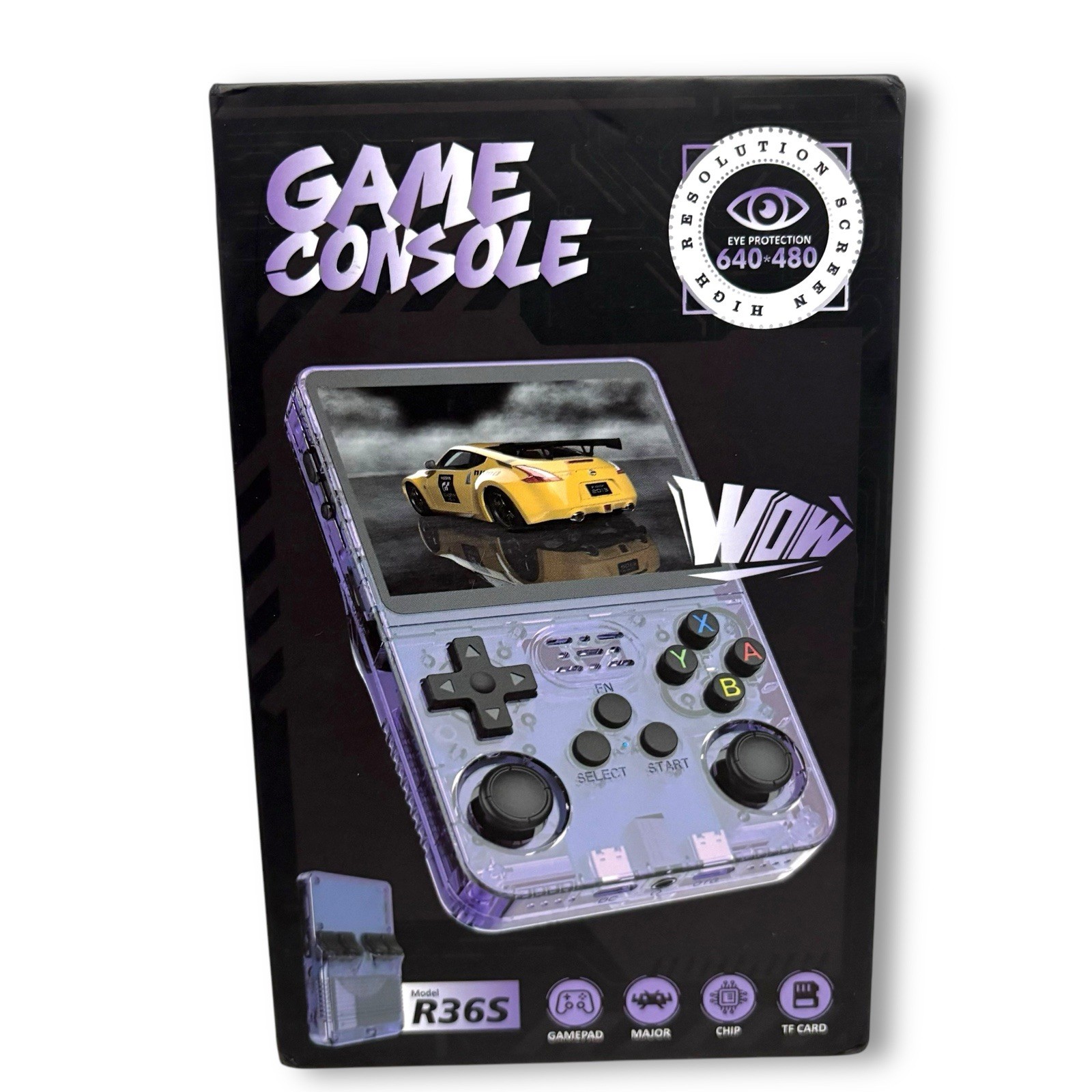 r36s Retro Handheld Video Game Console 64GB Linux System 3.5 Inch IP Black