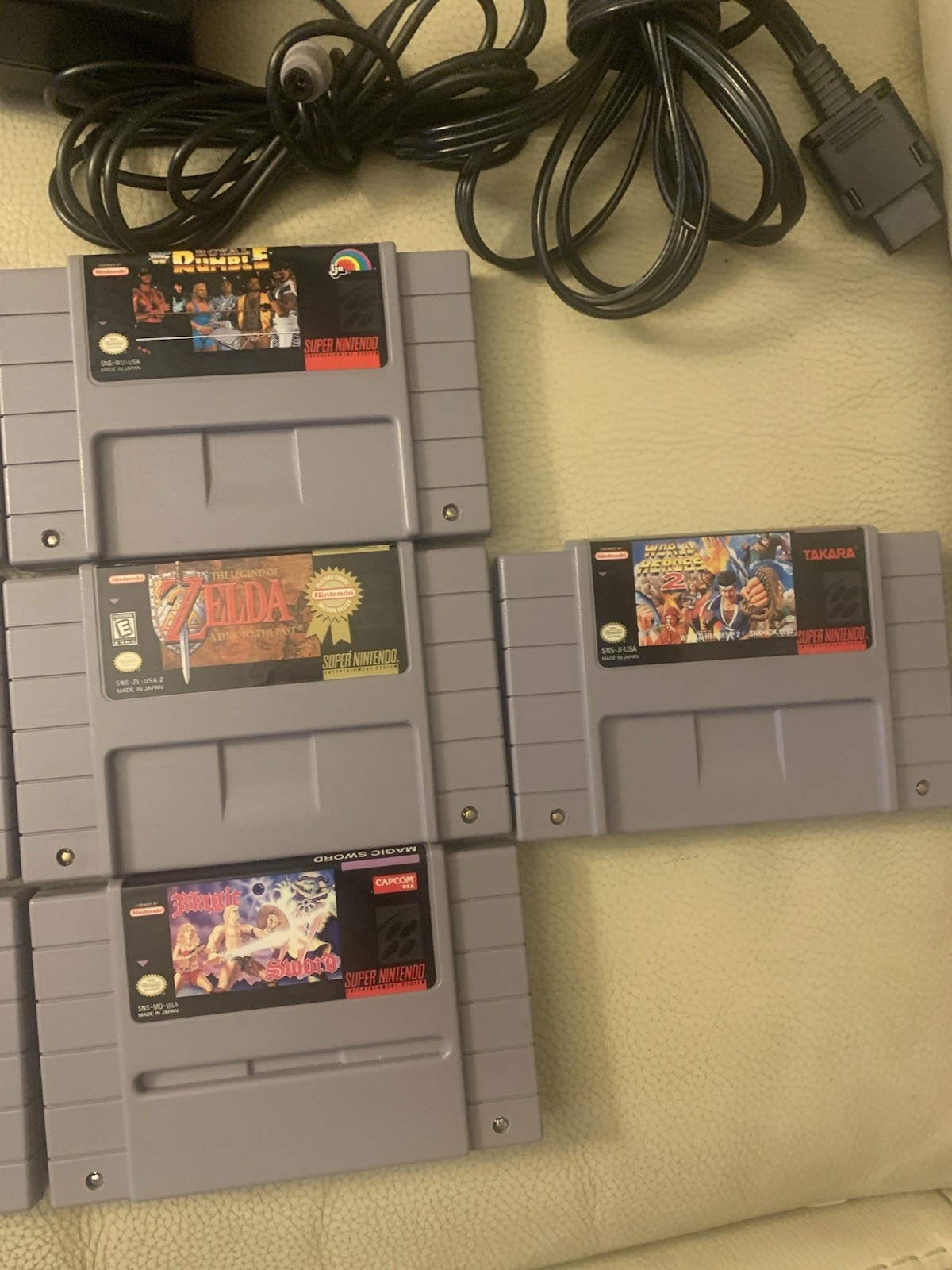 Super Nintendo SNES JR Console SNS-101 Bundle With 10 Games And 2 Controllers.