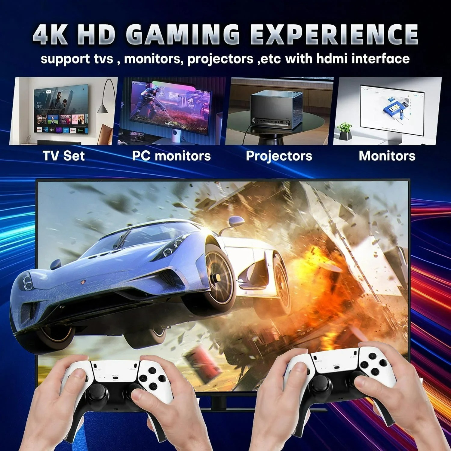 M15 128GB 4K Retro Game Stick Console 50000+ Games Wireless 2 Controllers HDMI