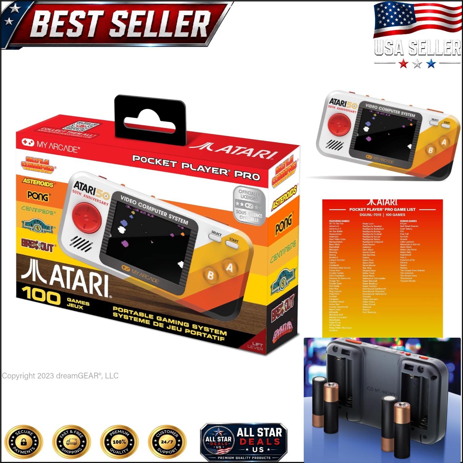 Atari Pocket Player Pro: 100 Classic Games in a Handheld, Ergonomic Design