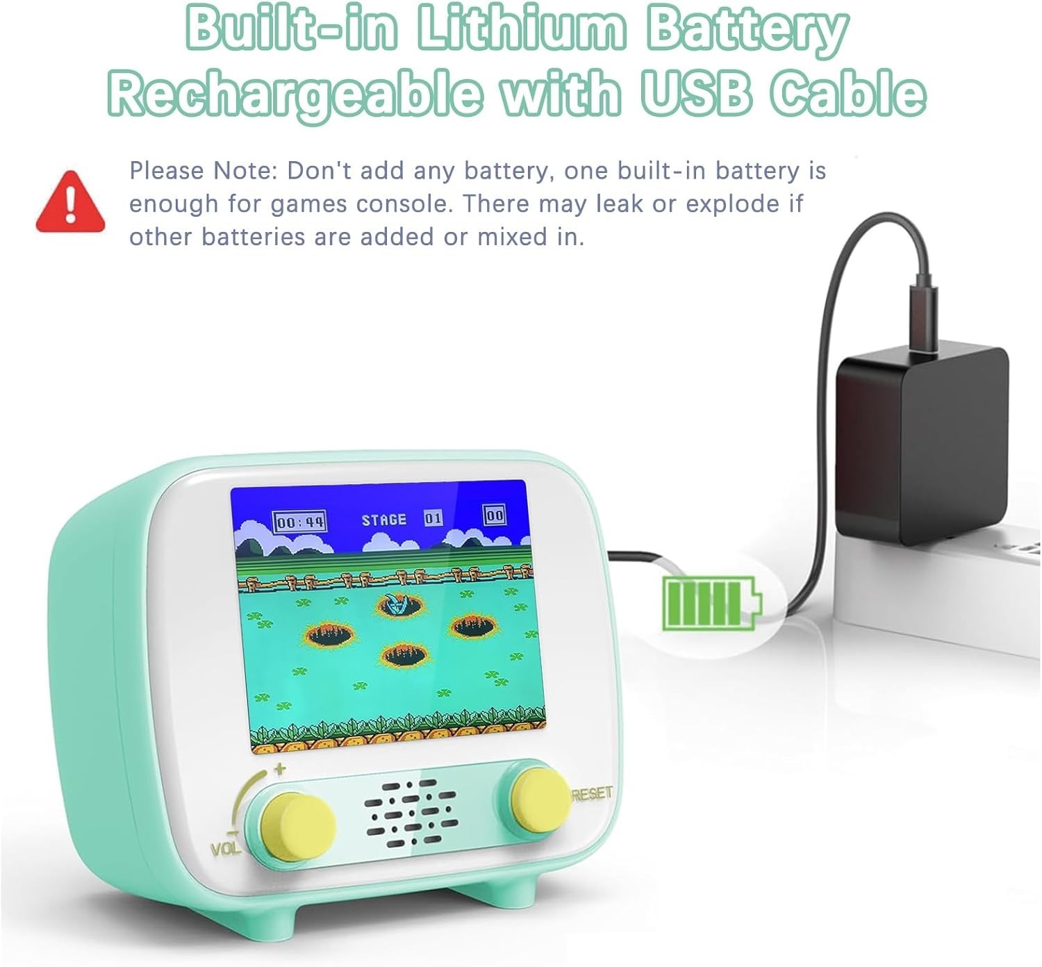 Rechargeable Retro Handheld Console with TV Connection – 2 Controllers Included
