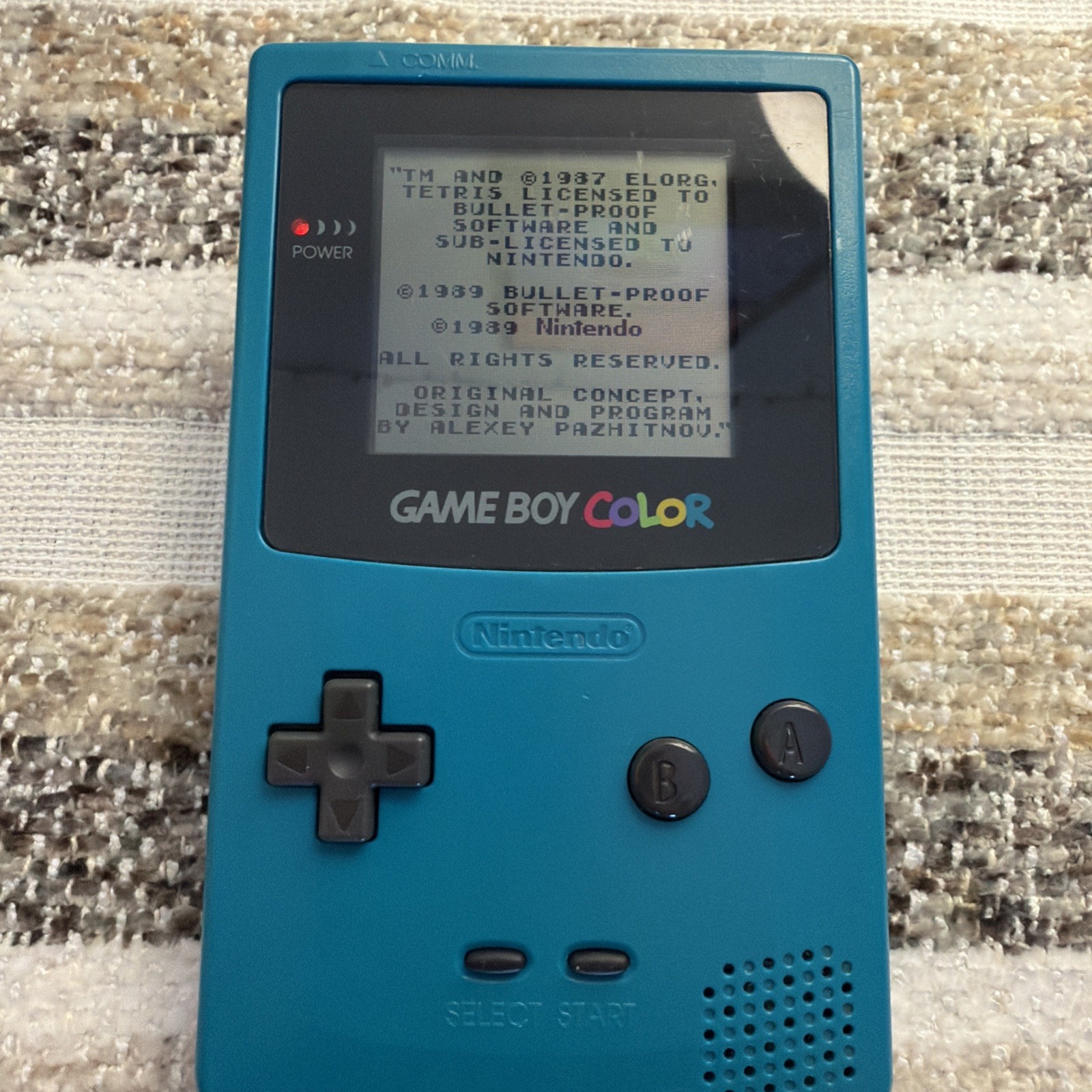 Nintendo Game Boy Color Game Console – Teal – CGB-001 w/ Tetris Cartridge Bundle