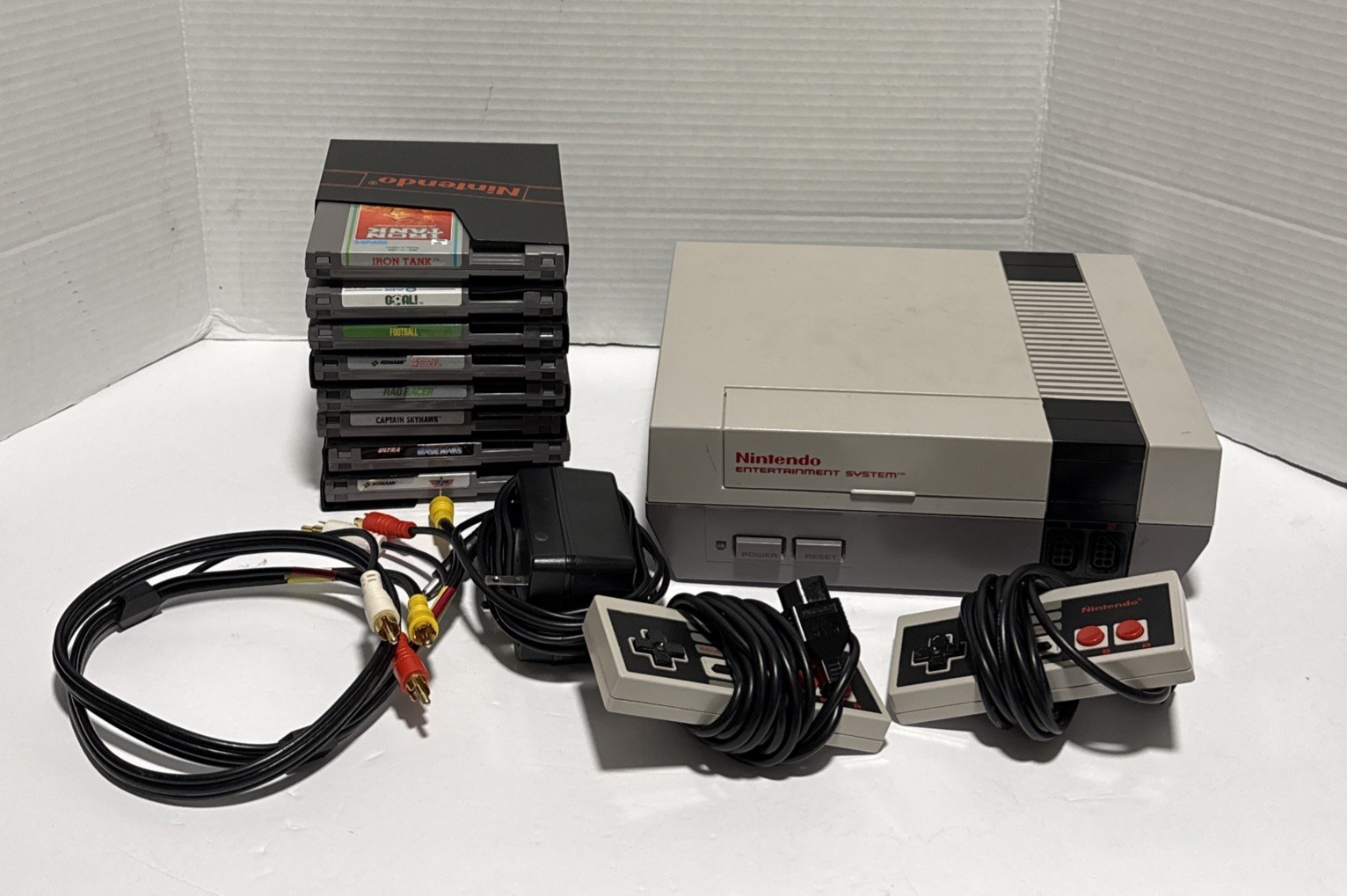 Nintendo NES Console Bundle with 8 Games, 2 Controllers – Tested & Working