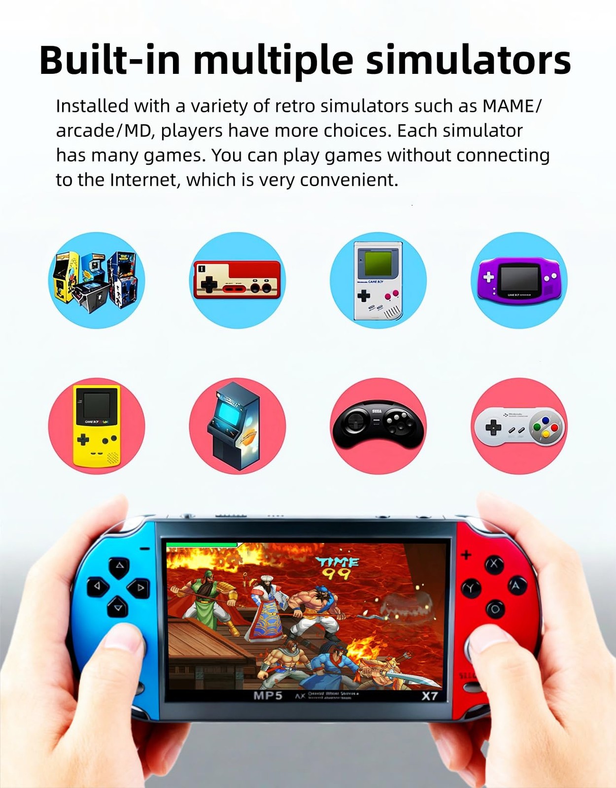 4.5 Inch Game Console Multiple Simulators Built-in Free 3000 Games Support Vi…