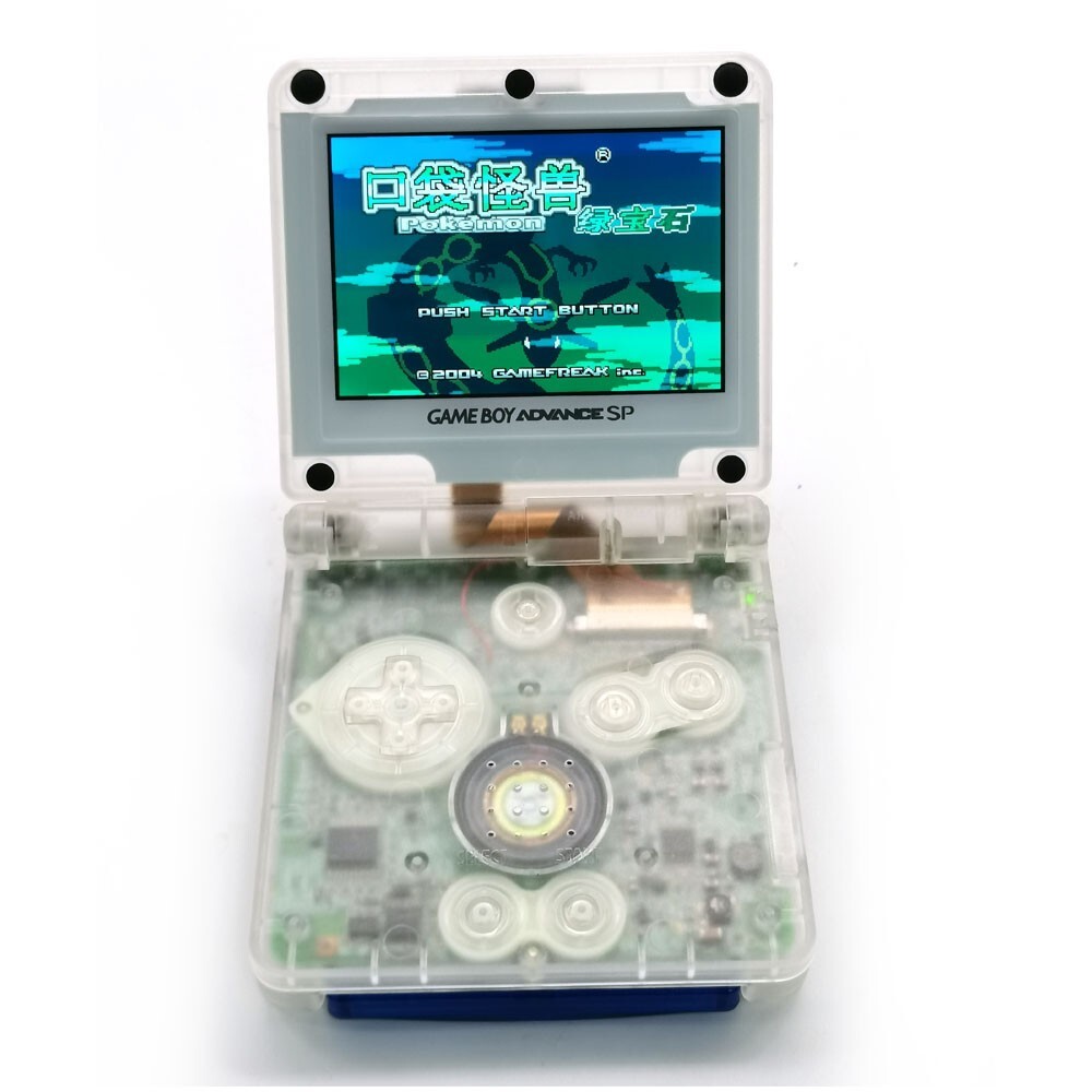 Clear White Gameboy GBA SP V5 IPS Laminated Screen Console 720×480 Retro Pixel