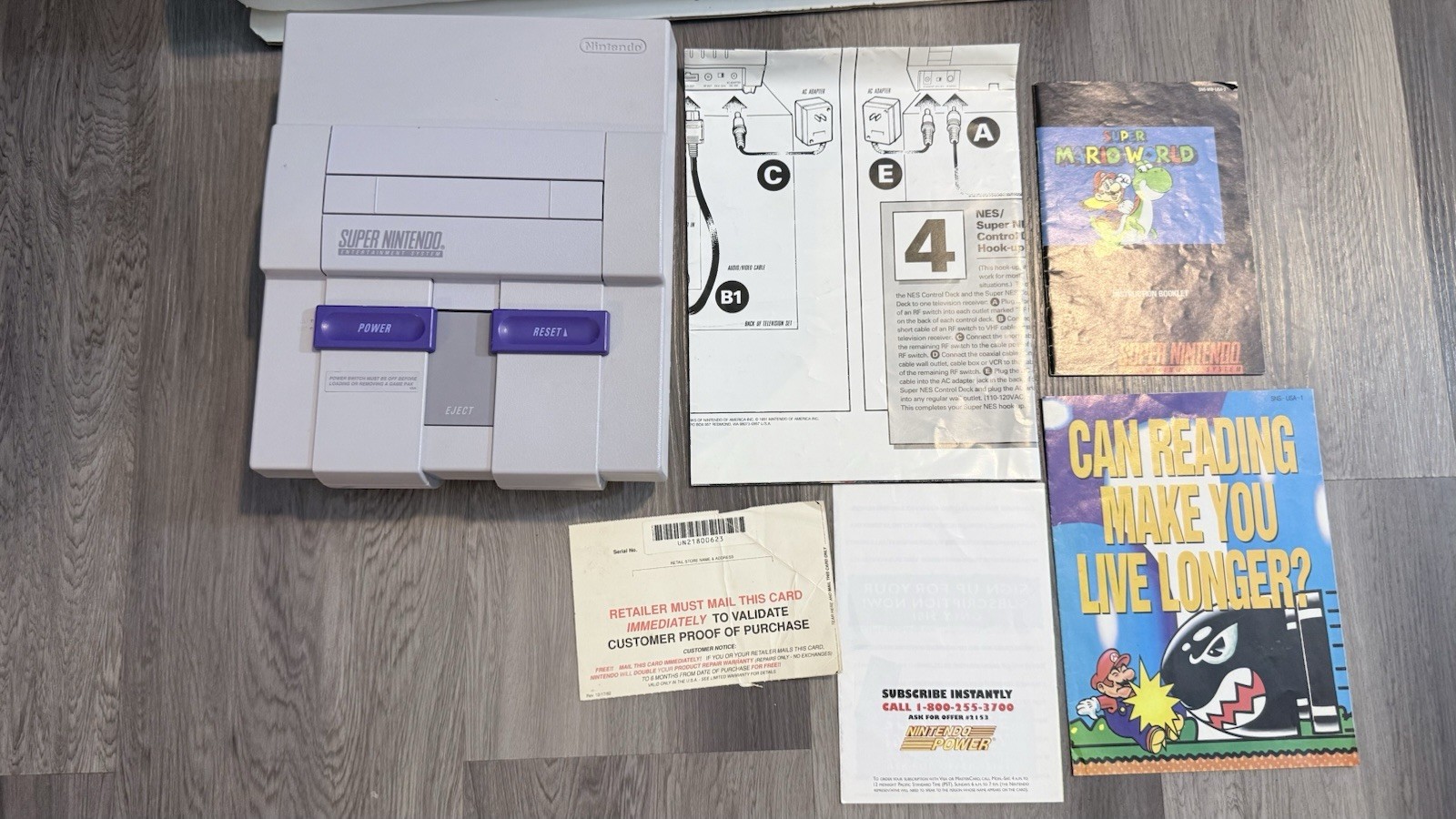 SNES Original Console CIB – Matching Serial Number Box – Tested