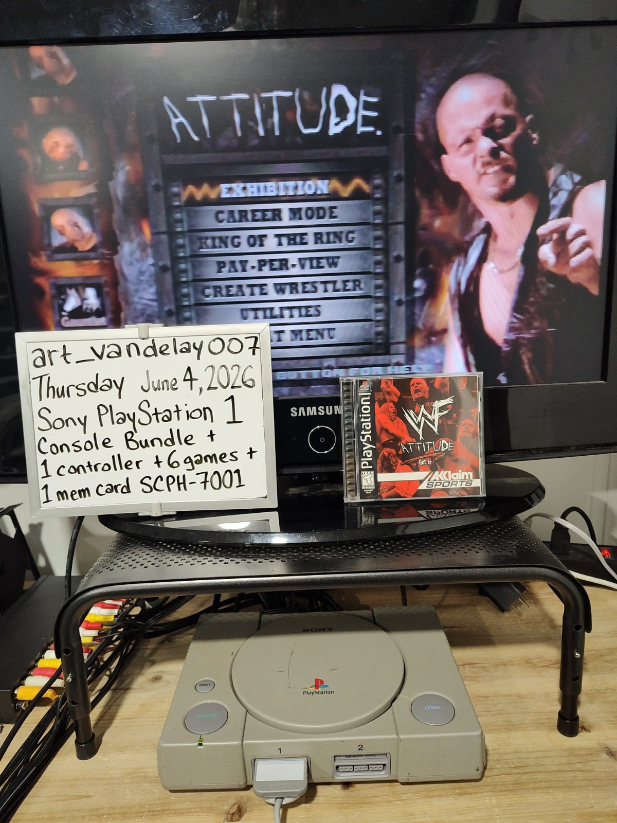 Sony PlayStation 1 Bundle SCPH-7001 + 1 Controller + 6 Games + Mem Card* Tested!