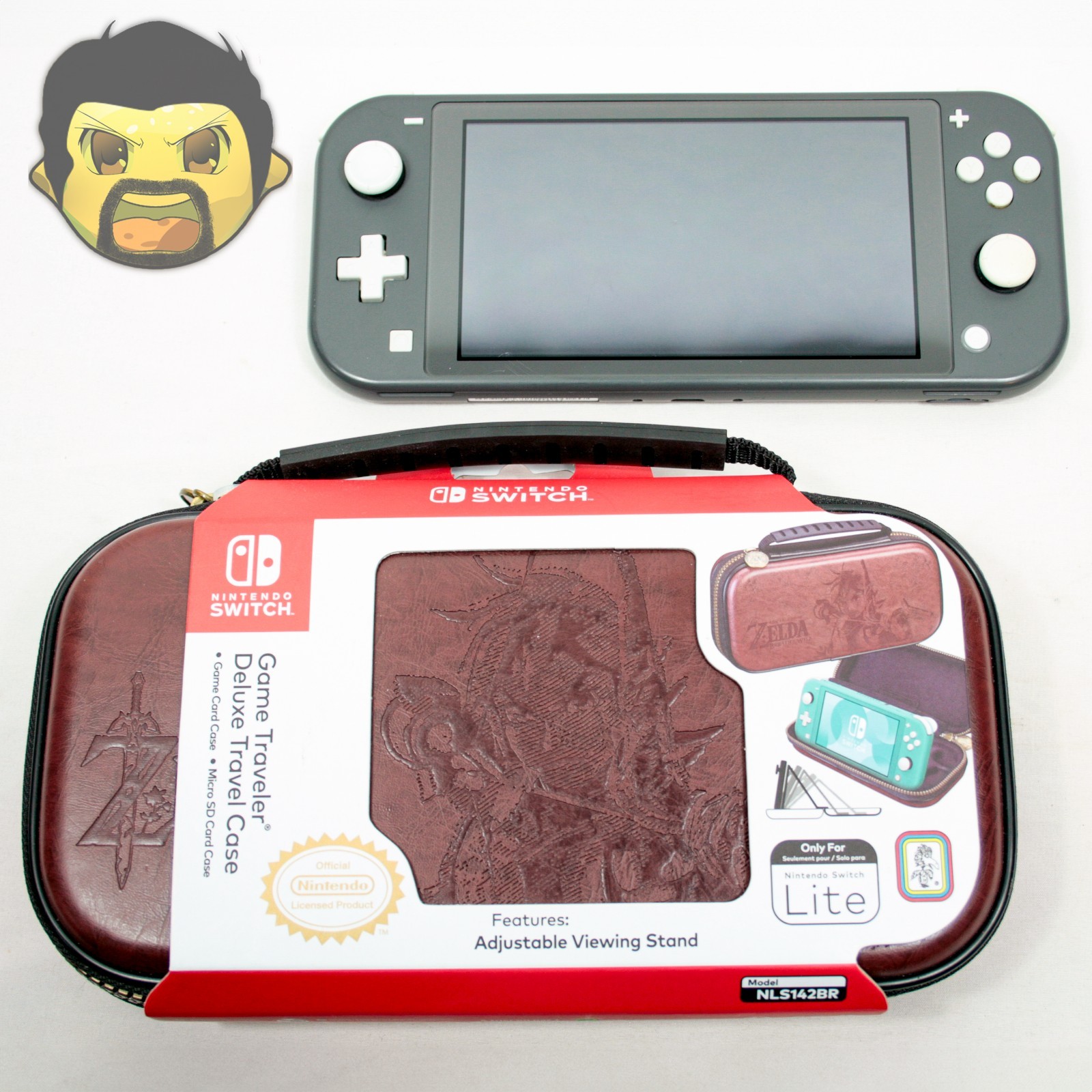 Nintendo Switch Lite Console Zelda Traveler Case Bundle Grey Tested & Working