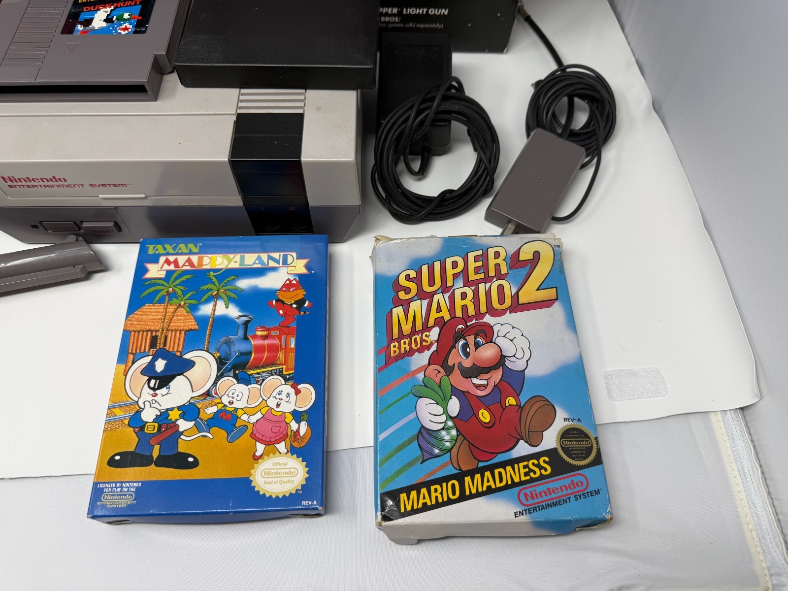NES Action Set In Box + Super Mario Bros 2 and Mappy Land CIB Lot