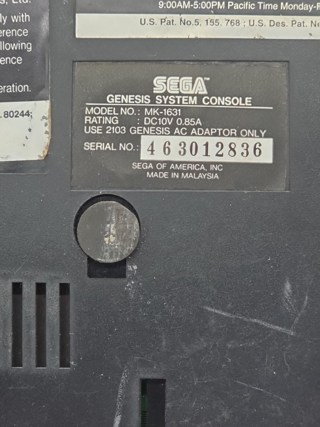 Sega MK-1631 Genesis Console Gaming System Only Tested