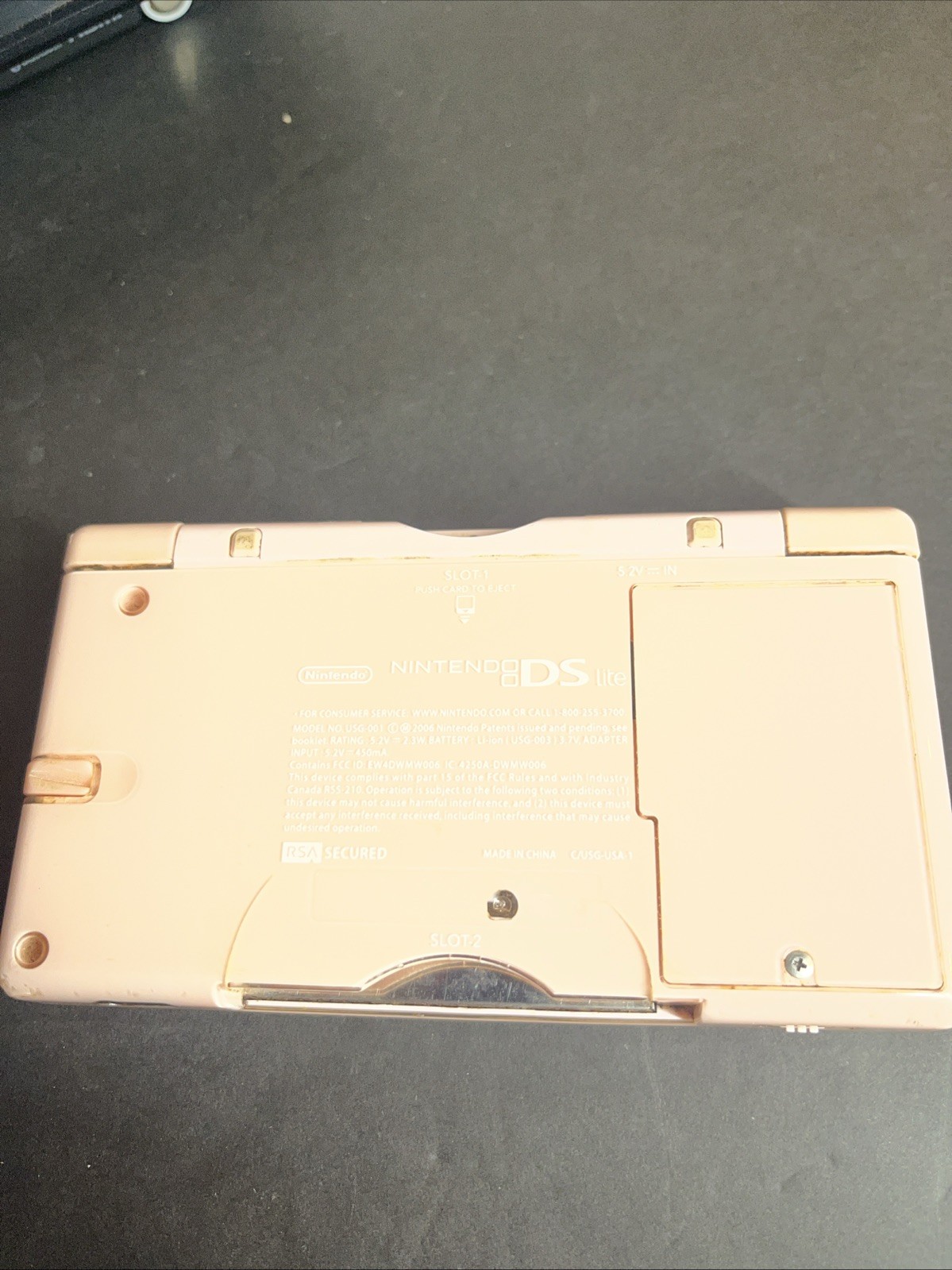 Nintendo DS Lite Handheld Game Console USG-001 Pink *PARTS OR REPAIR. No Power