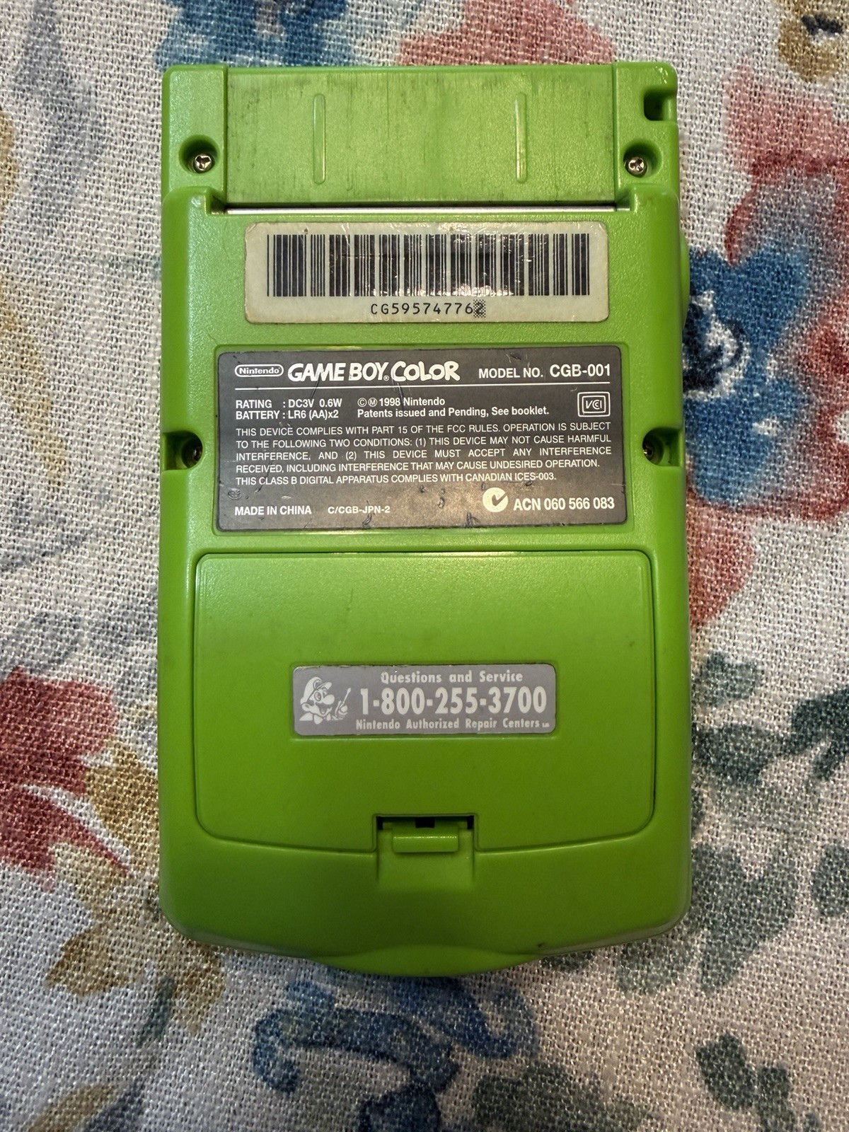 Original Nintendo Game Boy Color Kiwi Green Handheld System Tested Works Great