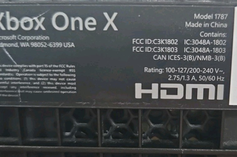 Xbox One X 1TB Video Game Disc Console Only 1787 Black