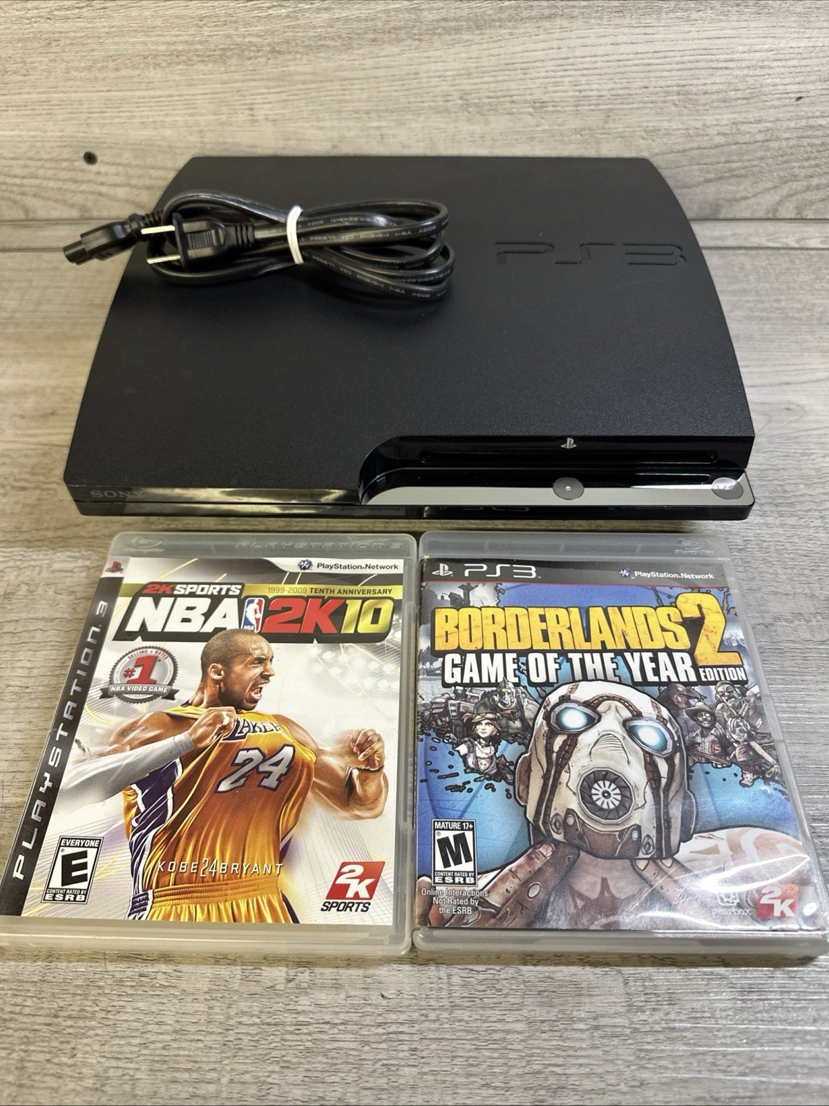 Sony PlayStation 3 PS3 Slim CECH-2501A 160GB Black W/ 2 Game Tested/Working