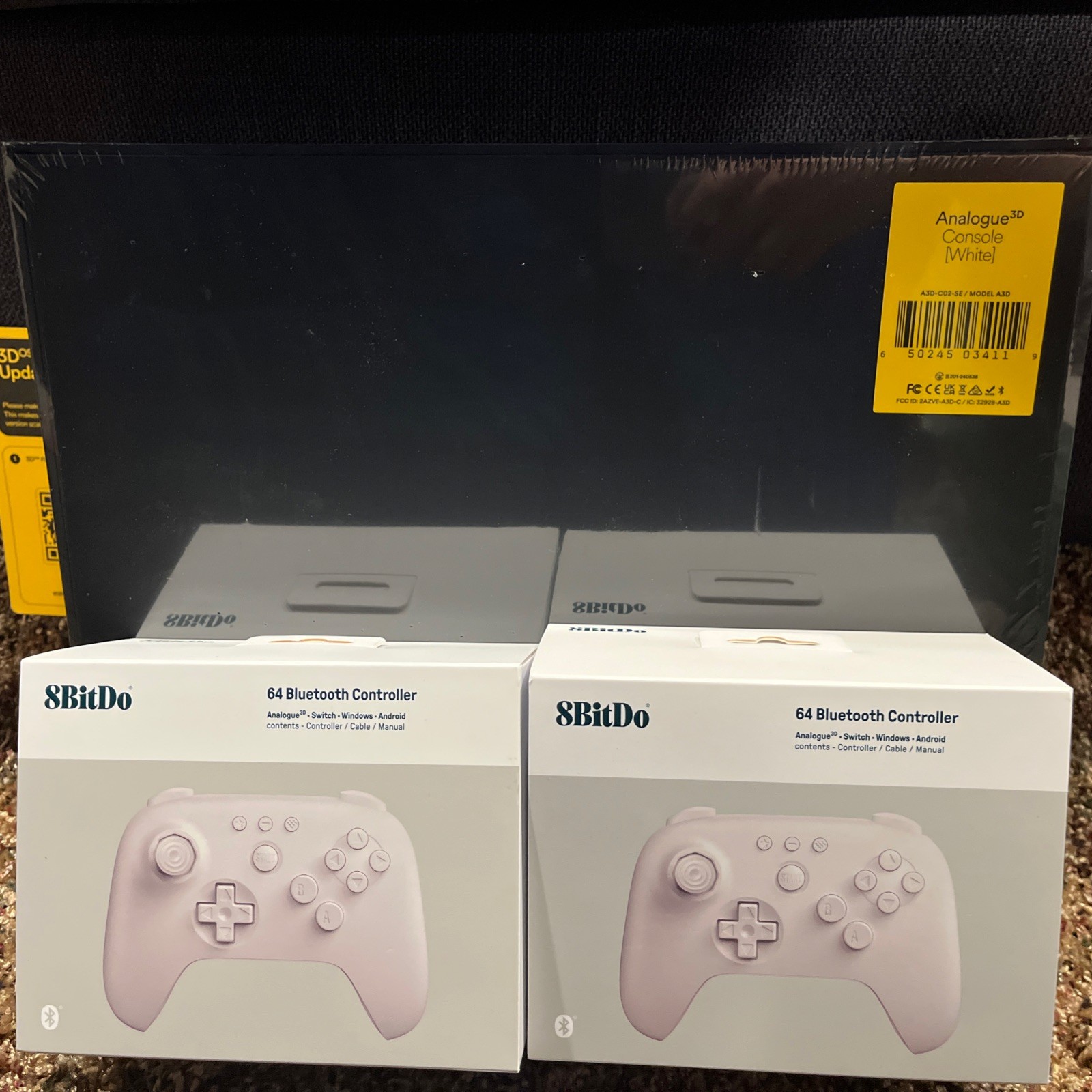 Nintendo Analogue 3D WHITE FPGA N64 Console Sealed & 2 WHITE 8BITDO Controllers